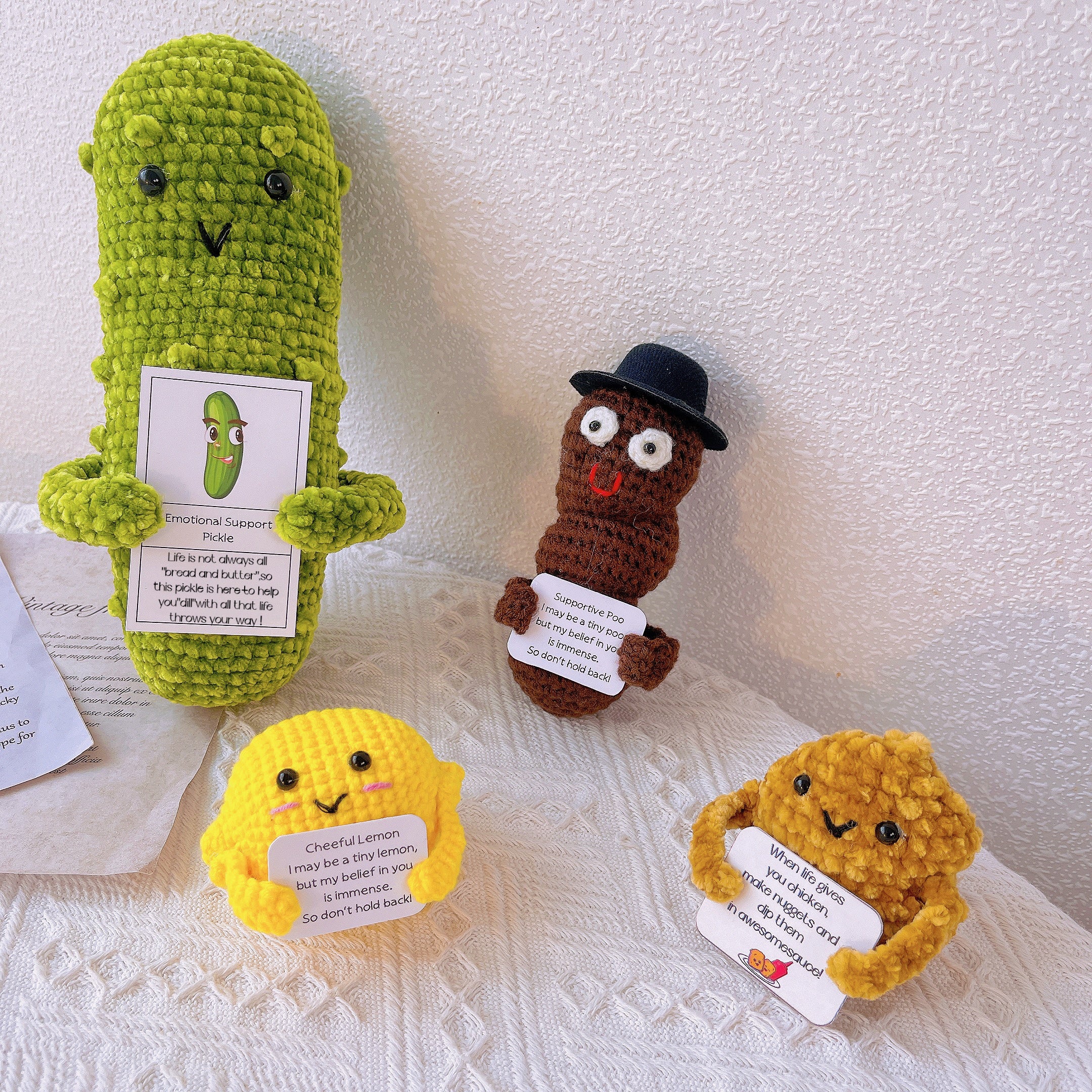 Personalized Text Crochet Emotional Support Pickle Poo Lemon Nugget - Birthday Get Well Recovery Surgery Stress Relief Gifts