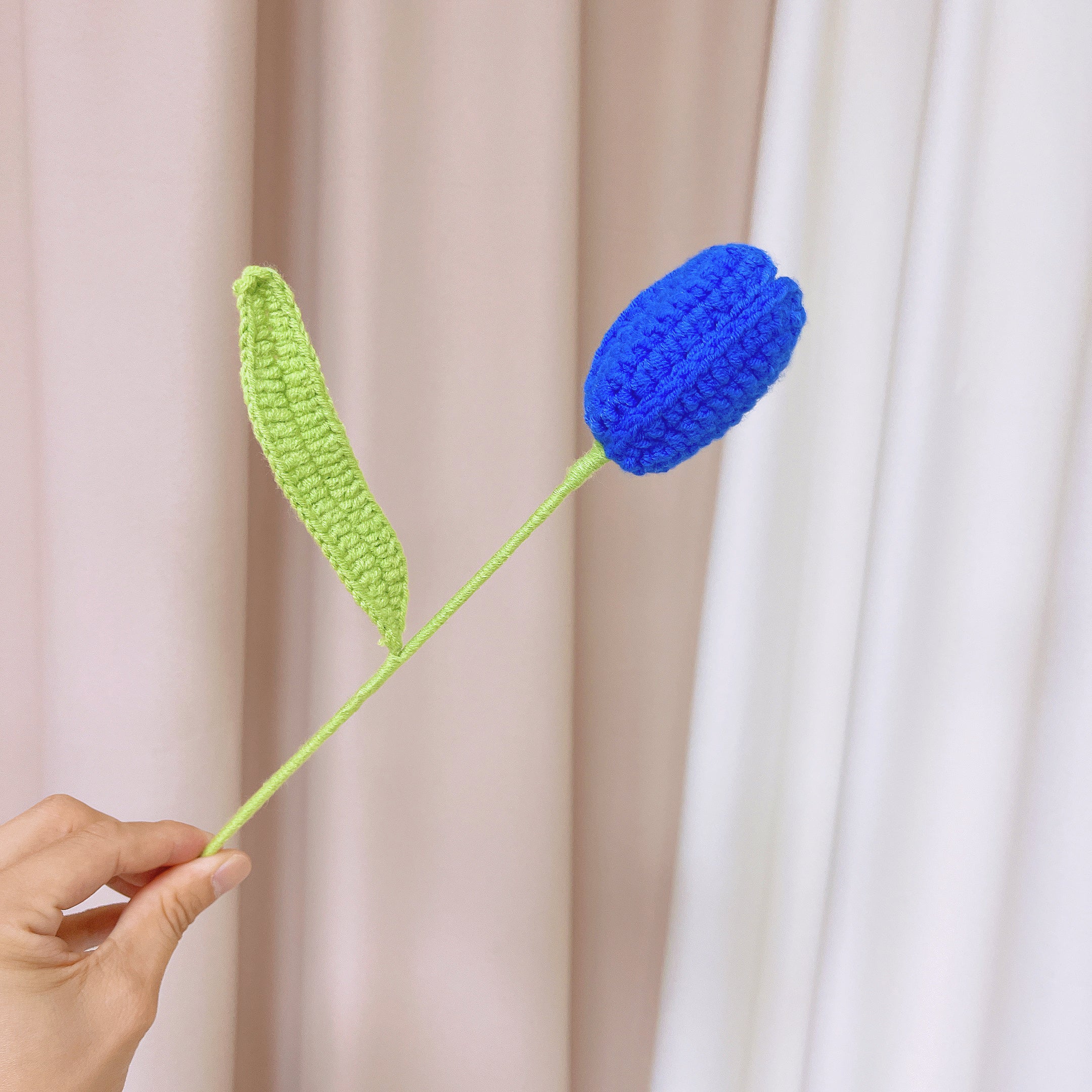 Blue Hues Handcrafted Crochet Flower Bouquet - Roses Tulips for Home Décor Father’s Day Graduation Get Well Friendship Hay-fever Festive Visit