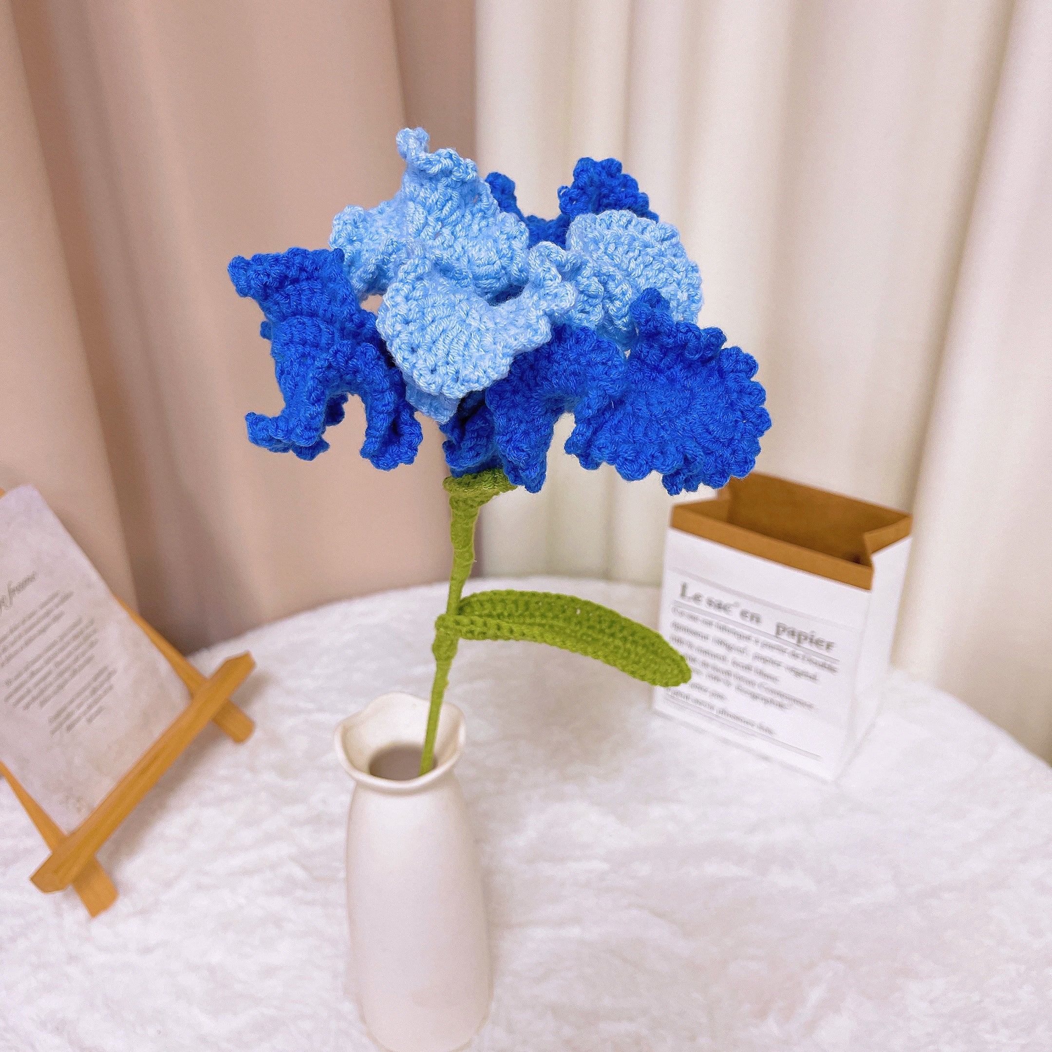 Handmade Crochet Iris Single Stake- Symbolizes Faith, Hope, Courage, and Wisdom