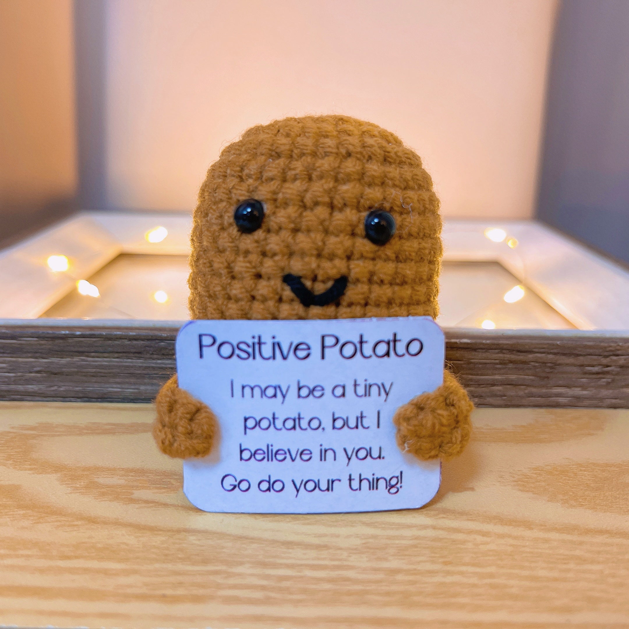 Hand-Crocheted Positive Potato Family Plushies - Emotional Support Bonding Love Parenting Graduation Get Well, Customizable Affirmation Quotes and Color, Team Building Meeting