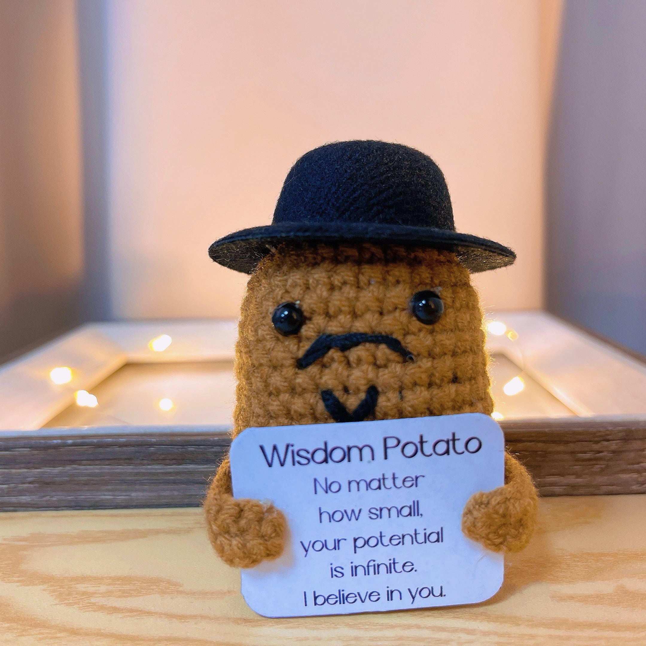 Hand-Crocheted Positive Potato Family Plushies - Emotional Support Bonding Love Parenting Graduation Get Well, Customizable Affirmation Quotes and Color, Team Building Meeting