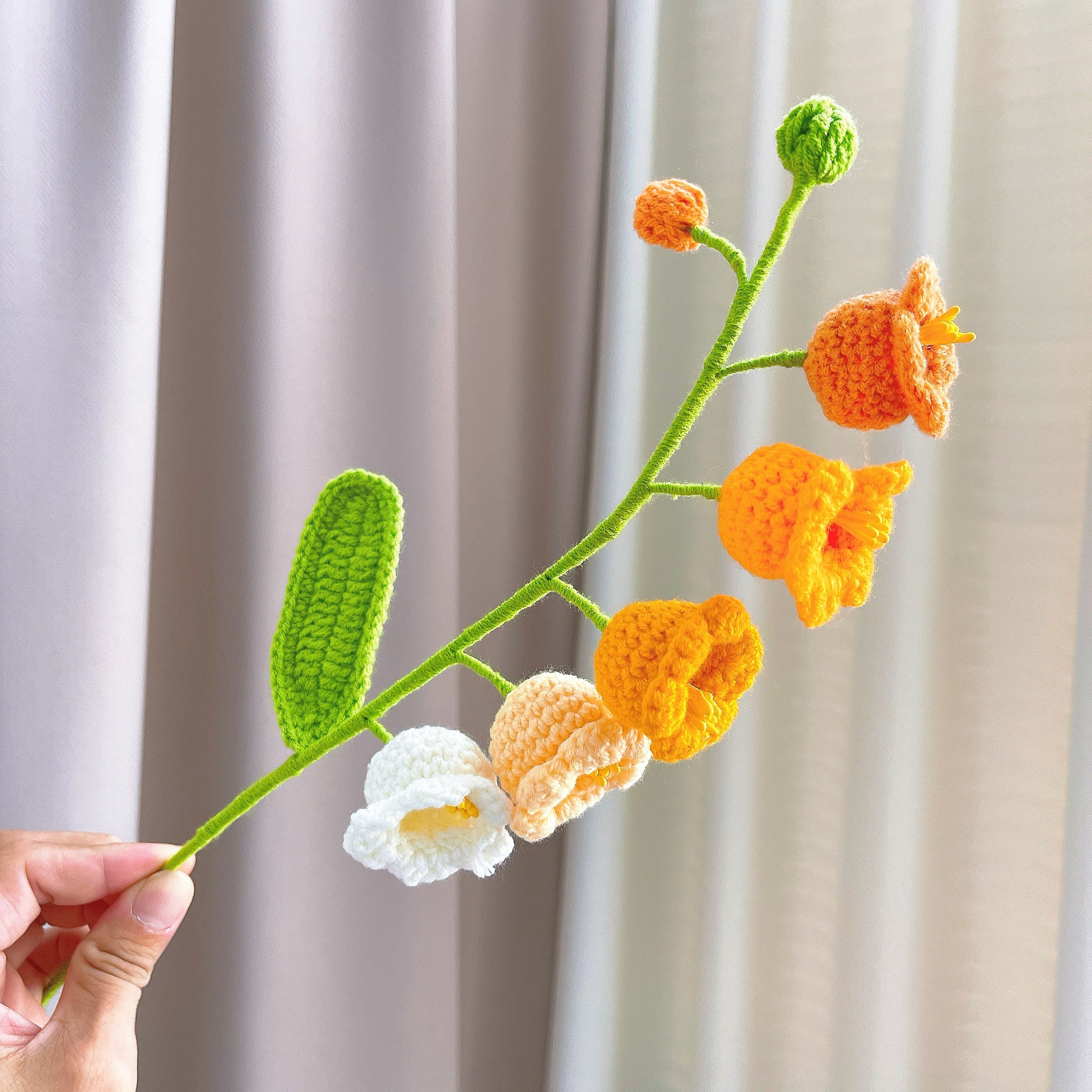Handmade Lily of the Valley Stake for Garden Decoration and Plant Support - Crochet Yarn Craft, Purity, Innocence, Humility, Flower Meaning