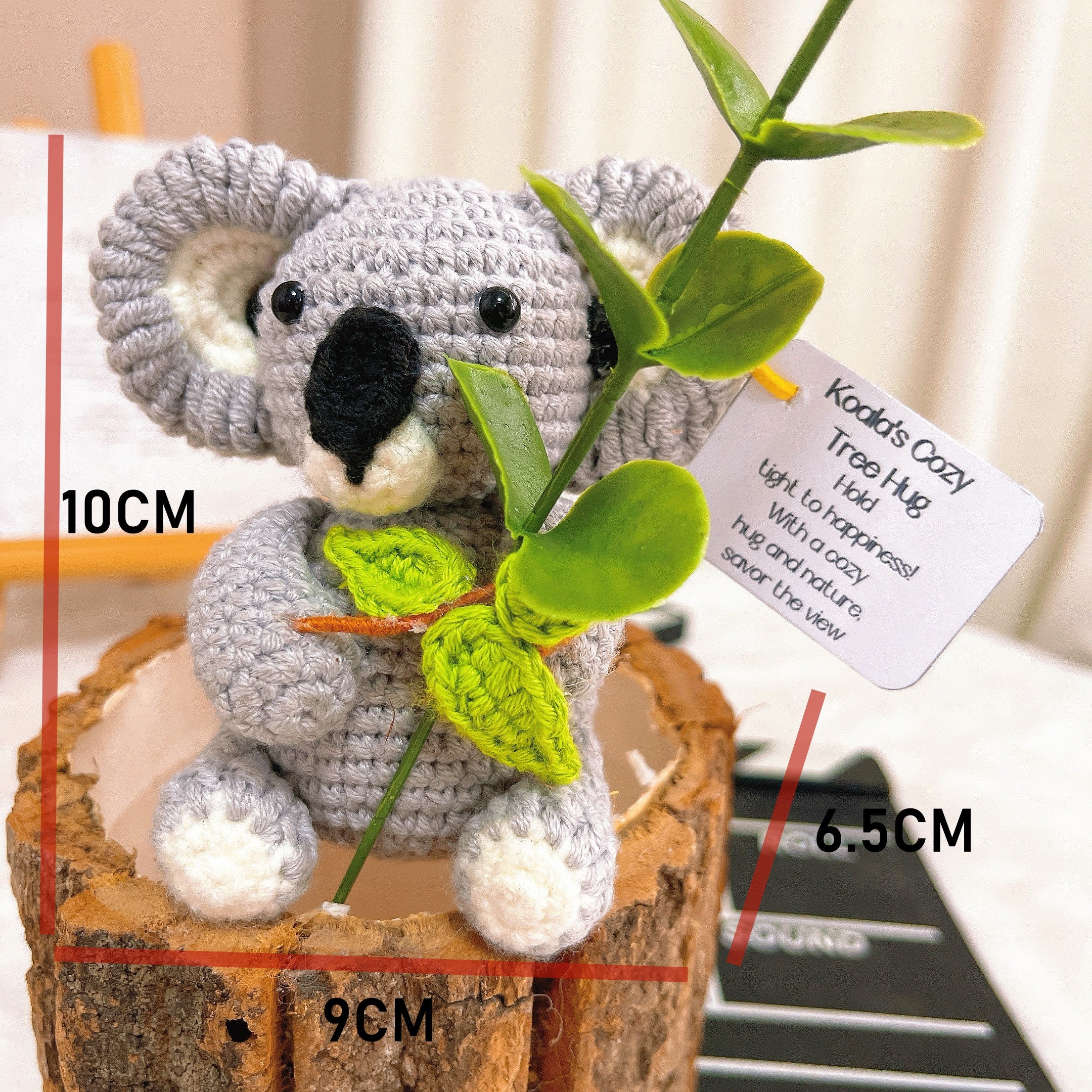 Handcrafted Supportive Koala Crochet Tree Hug Plushie With Customizable Inspirational Card - Nature Lovers, Birthdays, Baby Showers Gift
