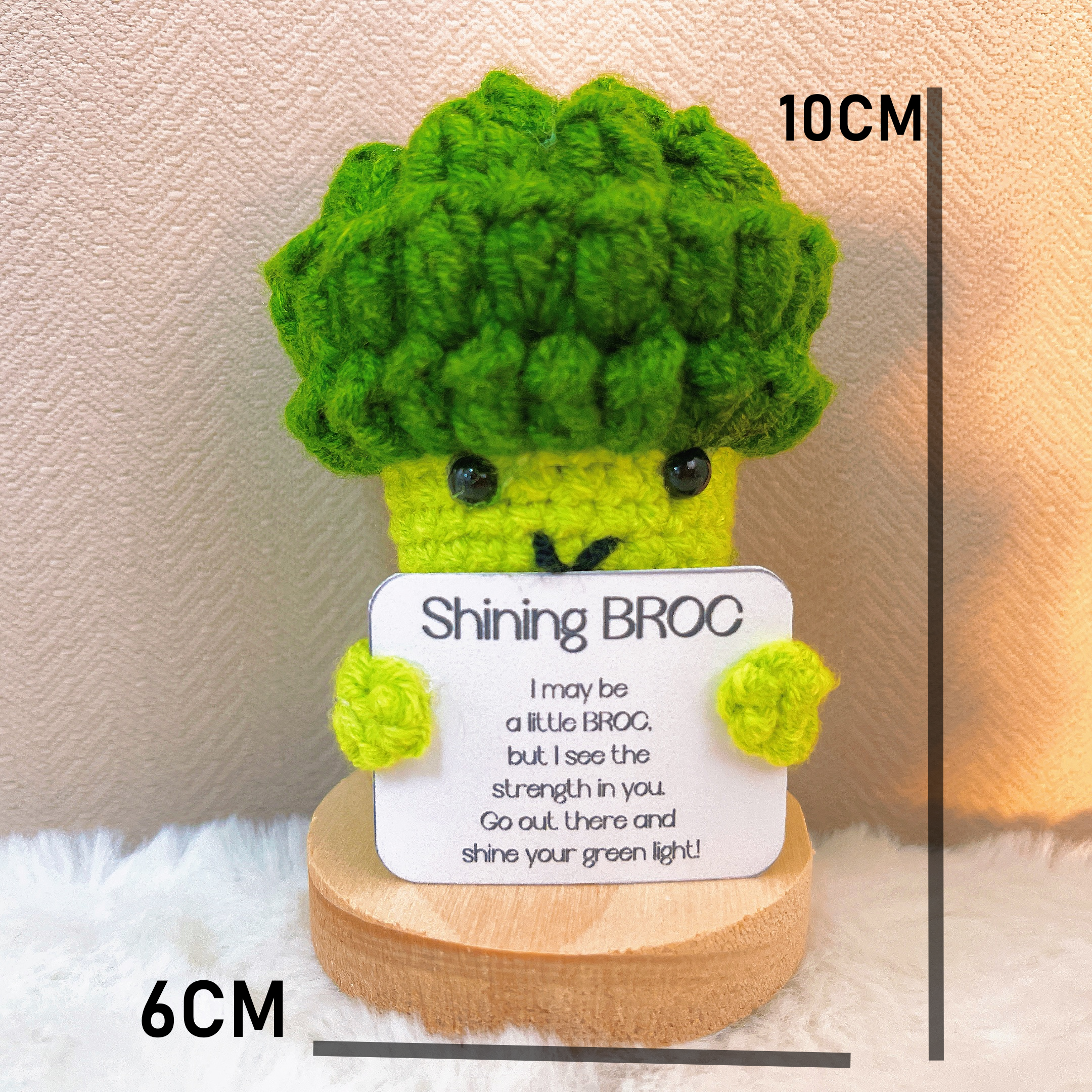 Handcrafted Broccoli Figurine with Customizable Card - Gift for Veggie Lovers, Motivational Desk Accessory, Eco-Friendly, Birthdays