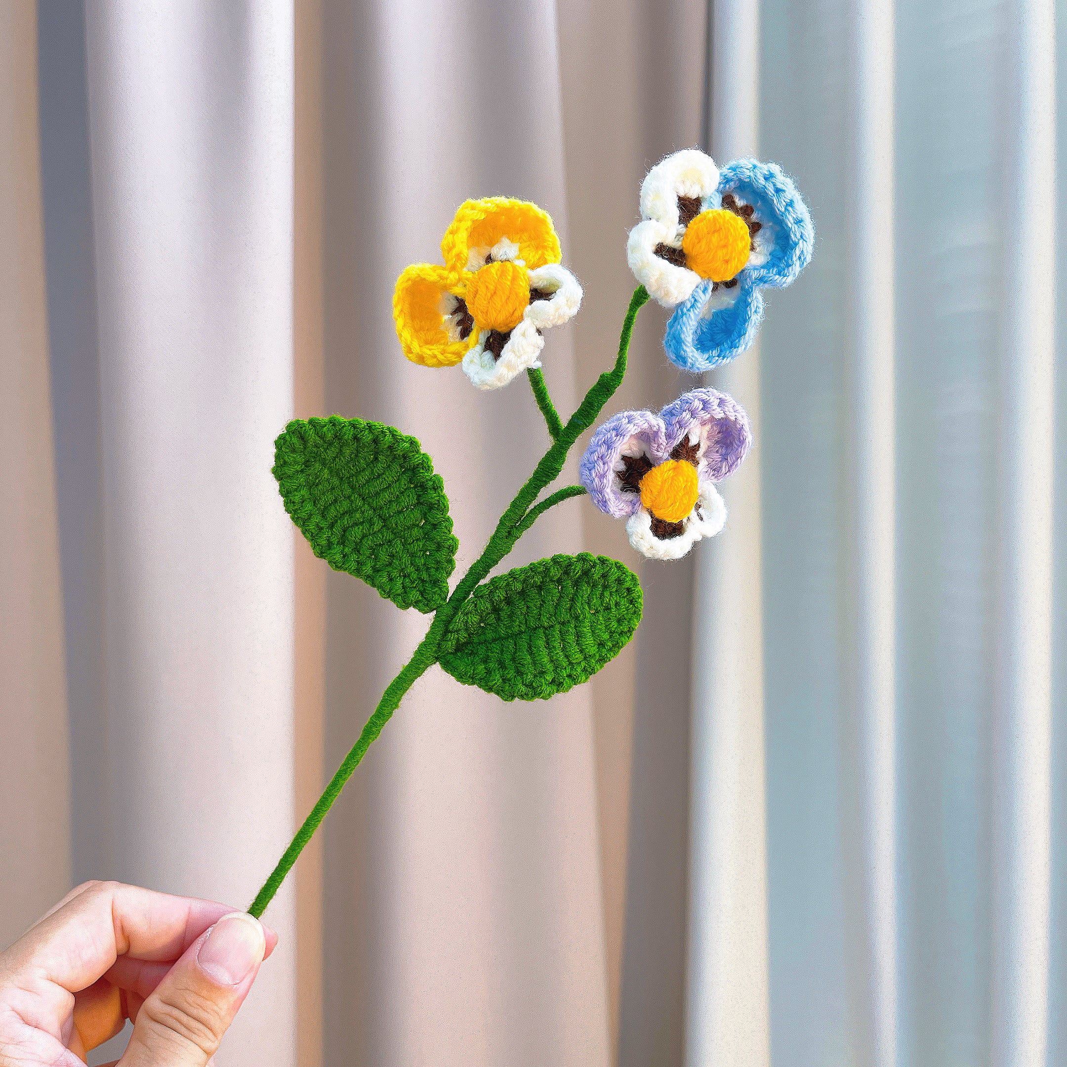 Crochet Capricorn Zodiac Bouquet - Handmade Pansy Flowers & Plush Goat Doll - Hypoallergenic Floral Gift for Birthdays, Christmas