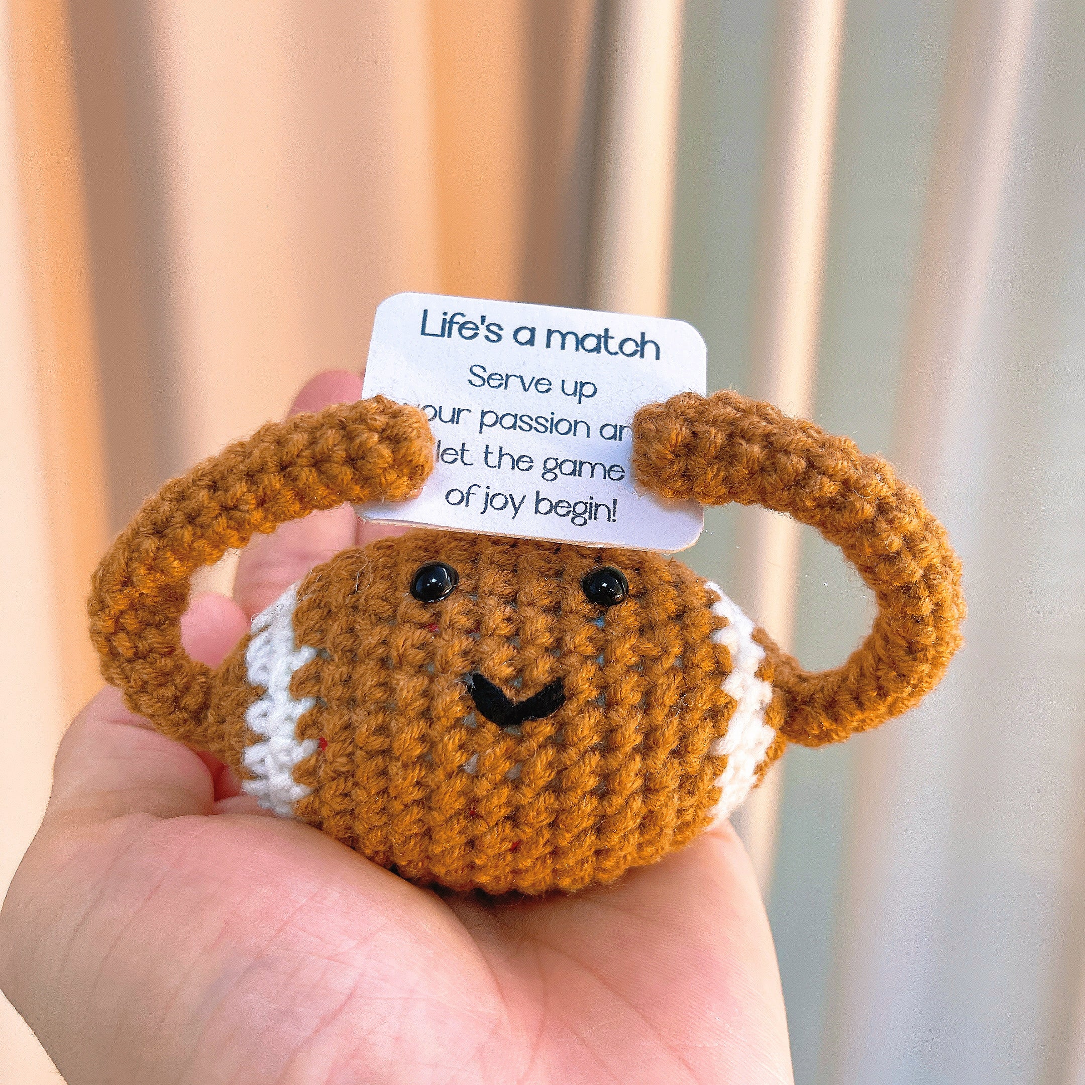 Handmade Crochet Sports Balls Keychain- Basketball, Baseball, Football, Tennis - Customizable Gift with Inspirational Message - Perfect for Sports Lovers, Birthdays, Holidays, and Special Occasions
