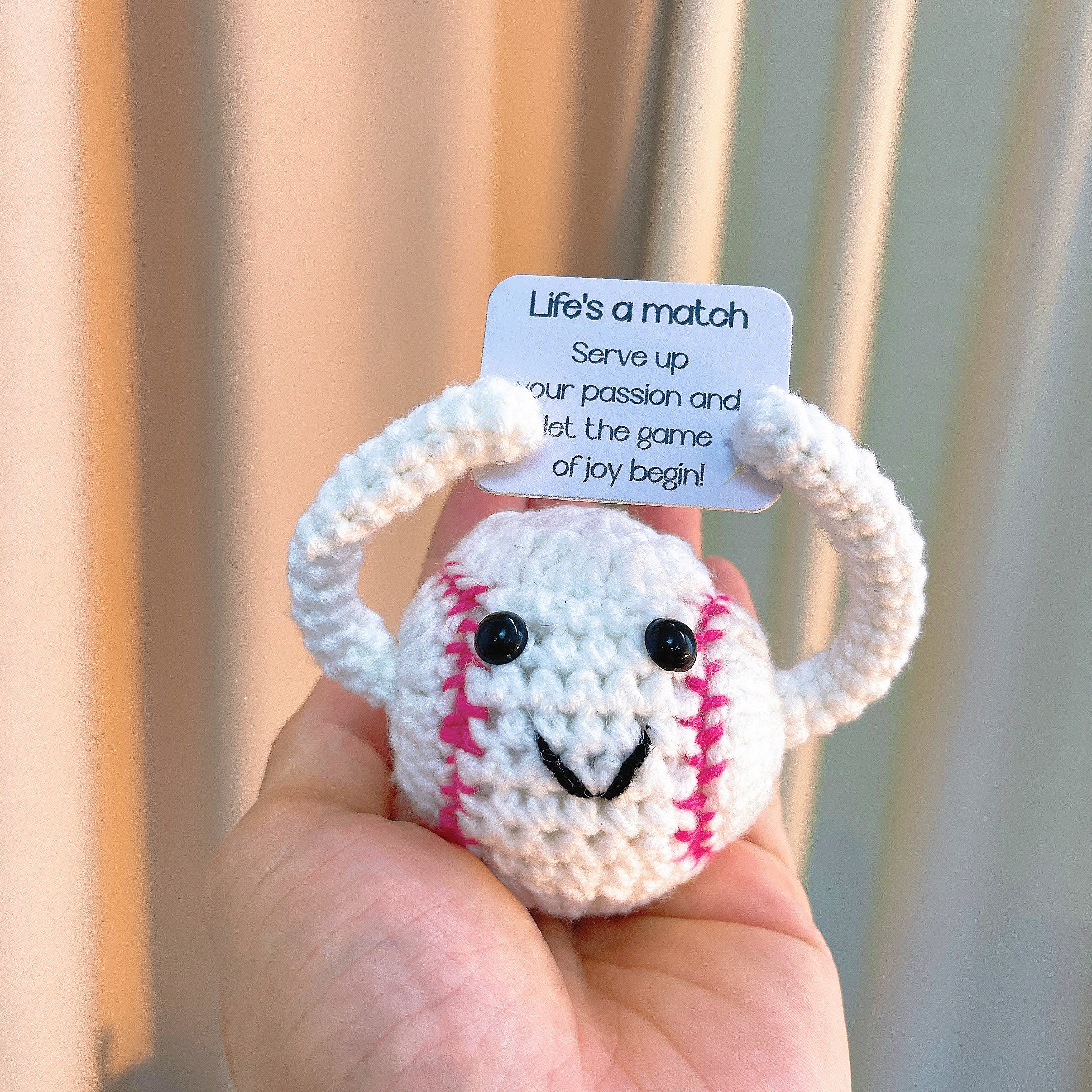 Handmade Crochet Sports Balls Keychain- Basketball, Baseball, Football, Tennis - Customizable Gift with Inspirational Message - Perfect for Sports Lovers, Birthdays, Holidays, and Special Occasions