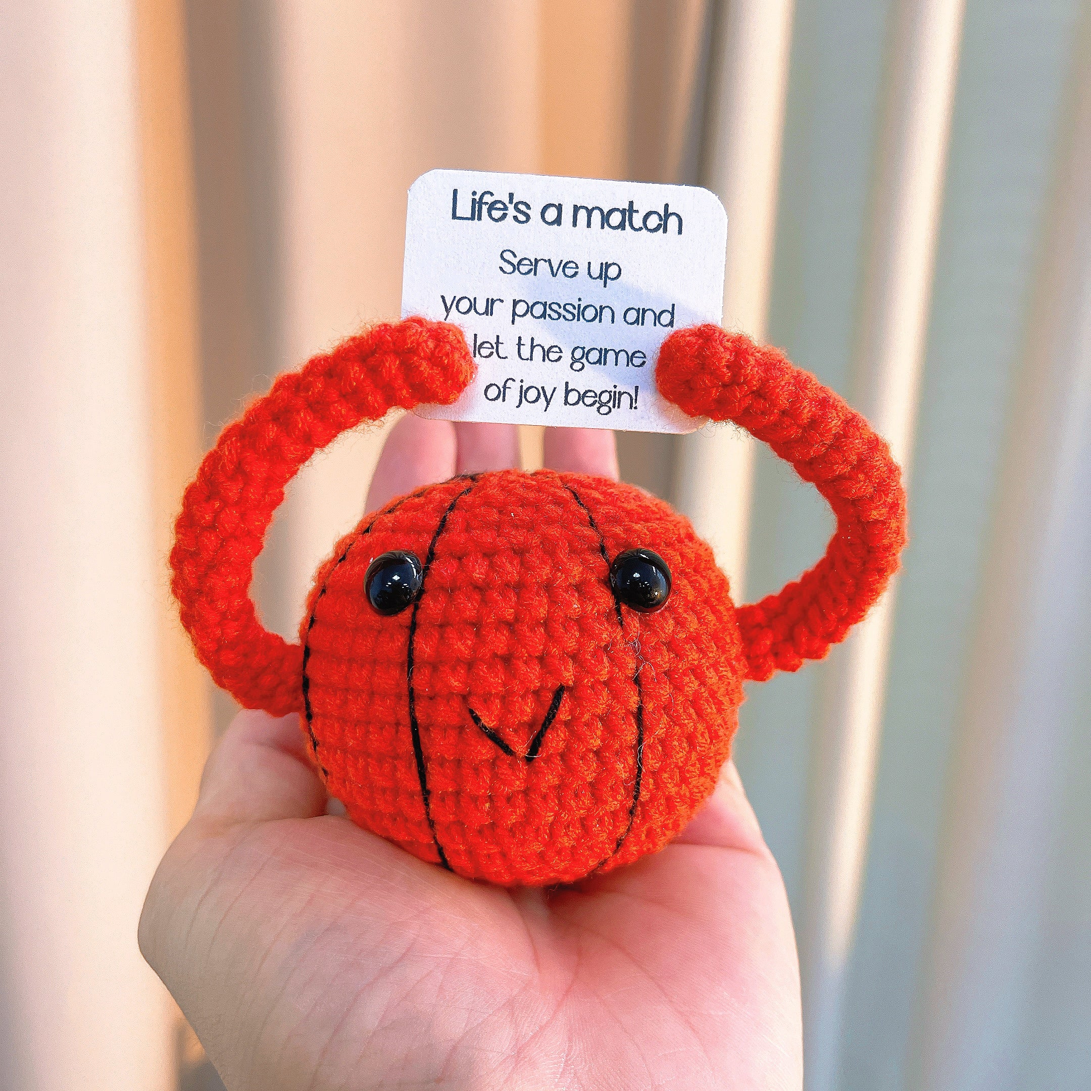 Handmade Crochet Sports Balls Keychain- Basketball, Baseball, Football, Tennis - Customizable Gift with Inspirational Message - Perfect for Sports Lovers, Birthdays, Holidays, and Special Occasions