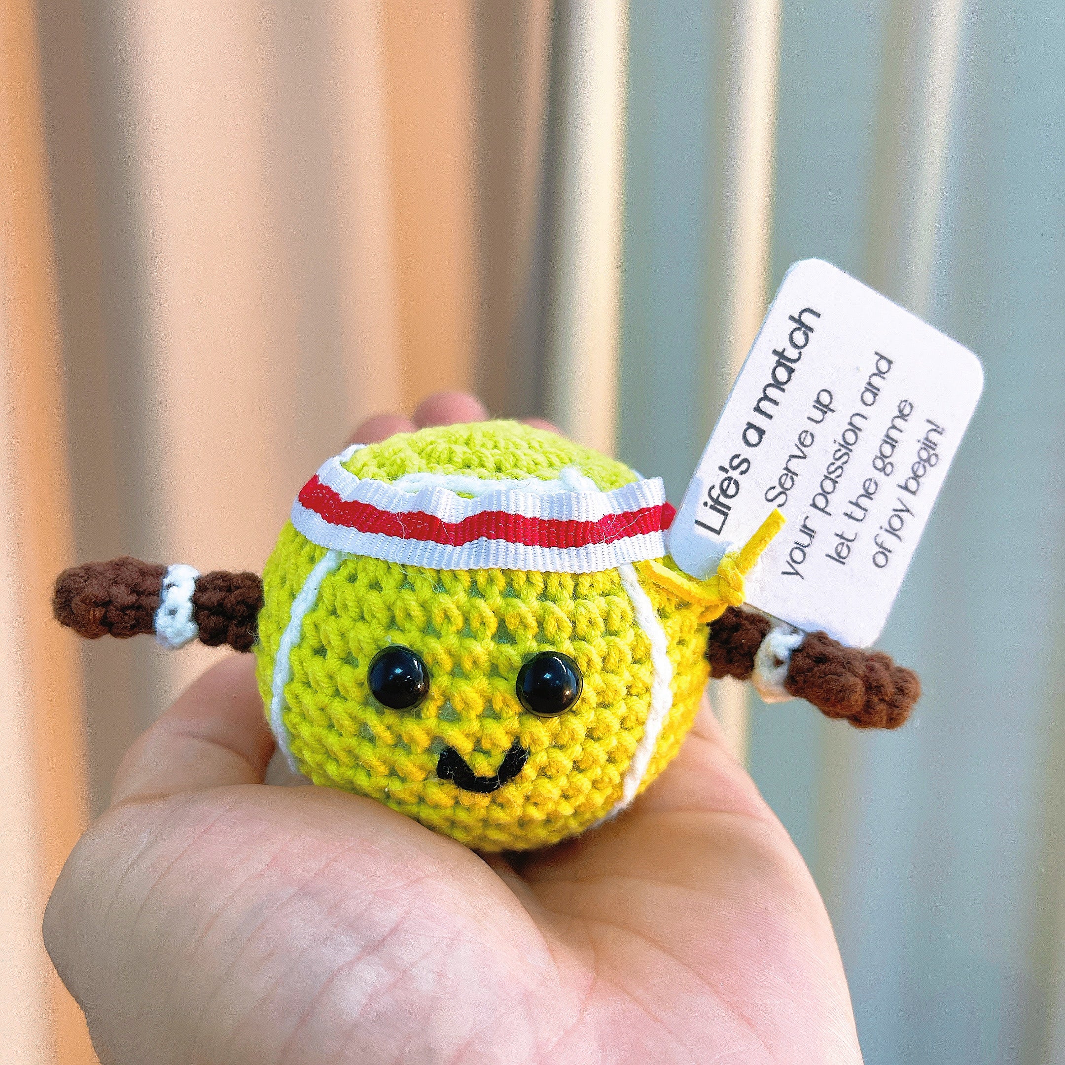 Handmade Crochet Sports Balls Keychain- Basketball, Baseball, Football, Tennis - Customizable Gift with Inspirational Message - Perfect for Sports Lovers, Birthdays, Holidays, and Special Occasions