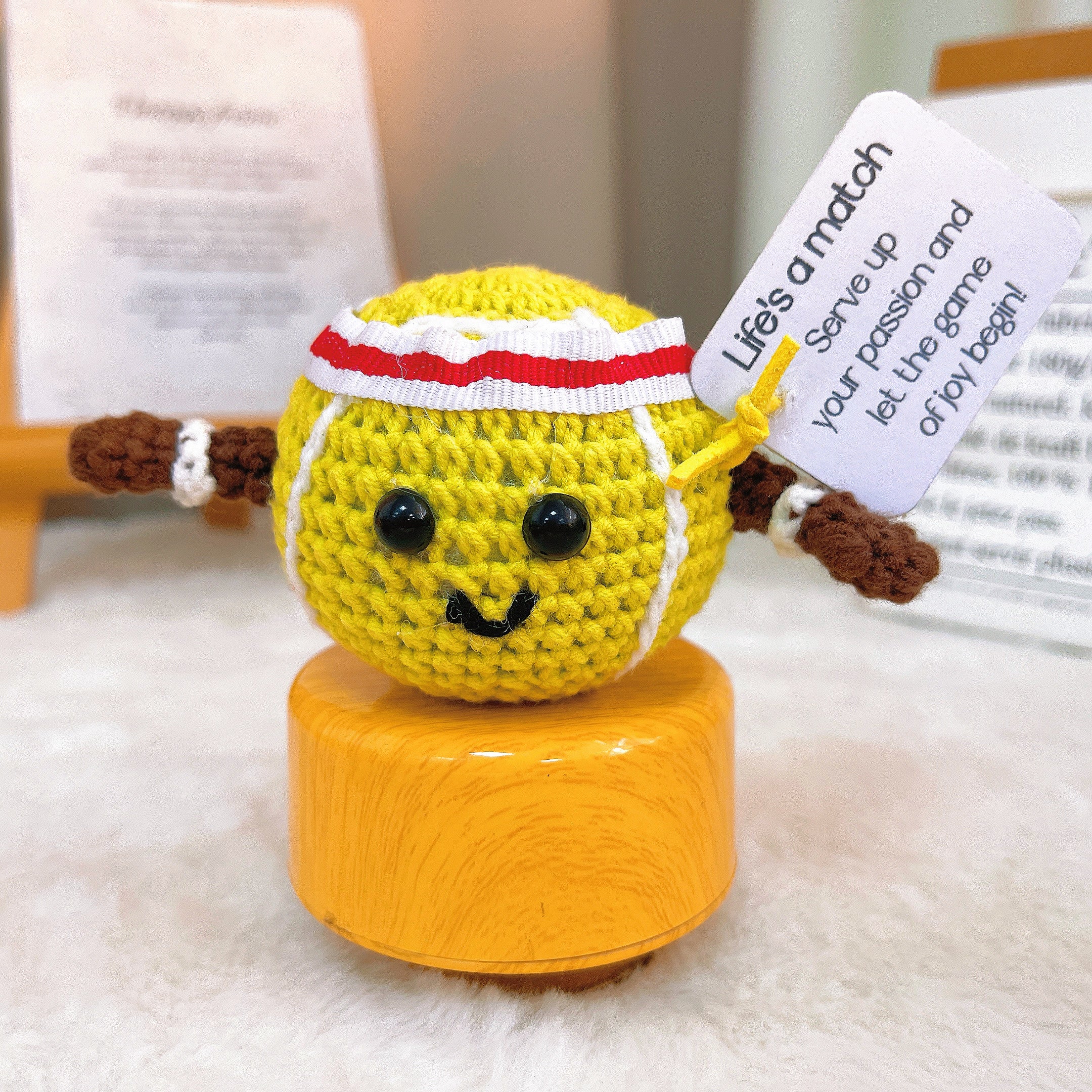 Handmade Crochet Sports Balls Keychain- Basketball, Baseball, Football, Tennis - Customizable Gift with Inspirational Message - Perfect for Sports Lovers, Birthdays, Holidays, and Special Occasions