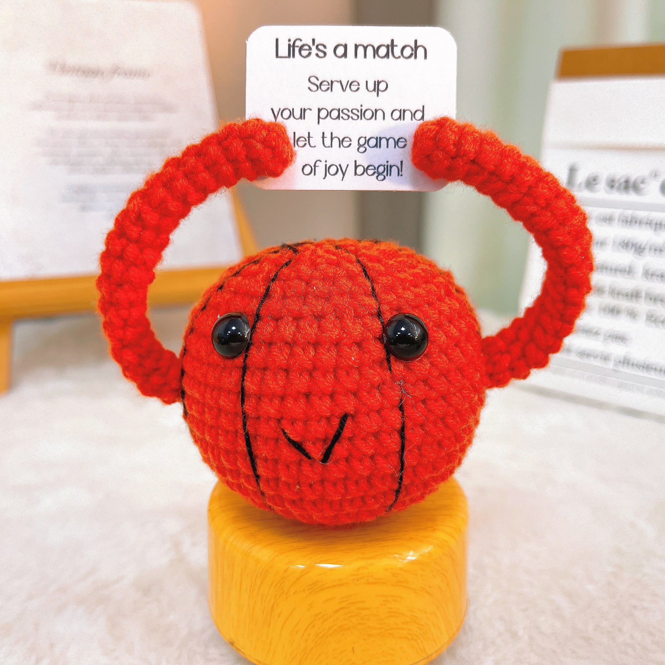 Handmade Crochet Sports Balls Keychain- Basketball, Baseball, Football, Tennis - Customizable Gift with Inspirational Message - Perfect for Sports Lovers, Birthdays, Holidays, and Special Occasions