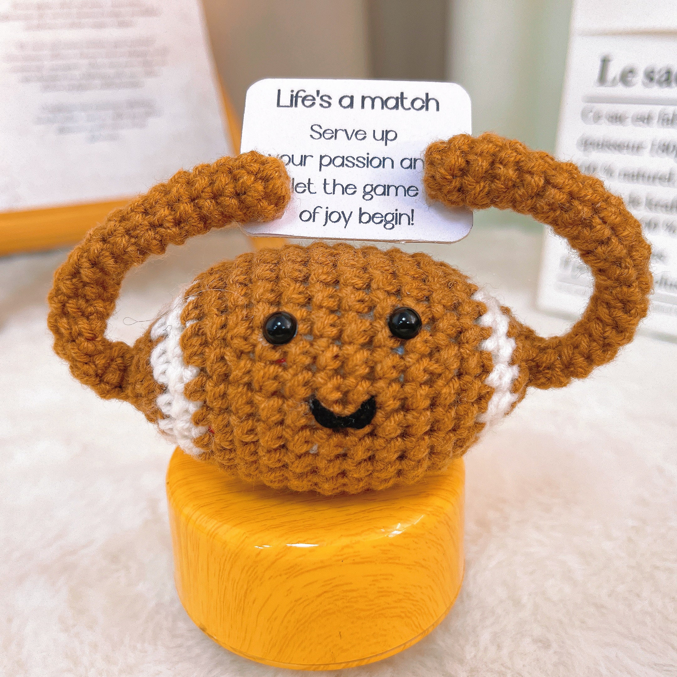 Handmade Crochet Sports Balls Keychain- Basketball, Baseball, Football, Tennis - Customizable Gift with Inspirational Message - Perfect for Sports Lovers, Birthdays, Holidays, and Special Occasions