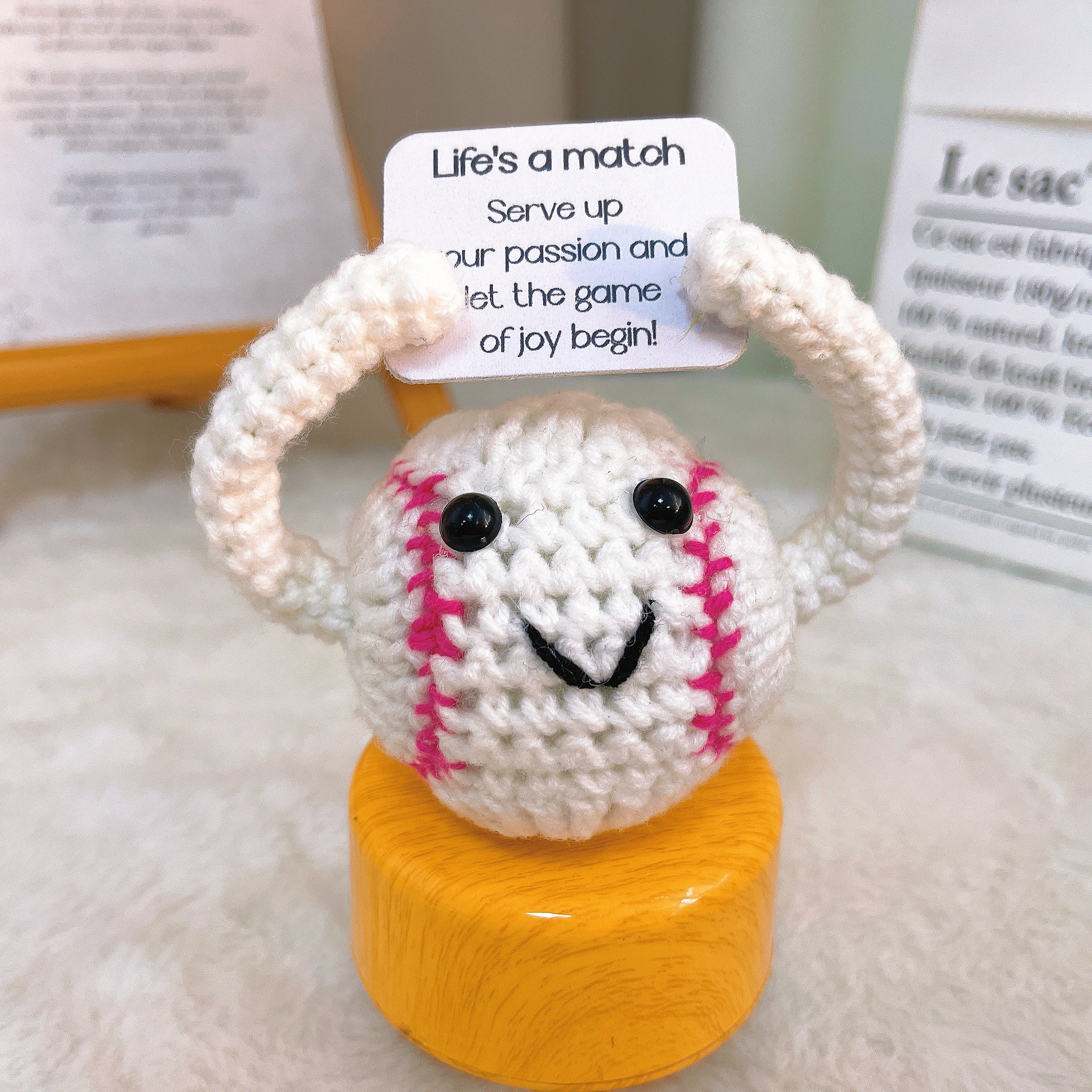 Handmade Crochet Sports Balls Keychain- Basketball, Baseball, Football, Tennis - Customizable Gift with Inspirational Message - Perfect for Sports Lovers, Birthdays, Holidays, and Special Occasions