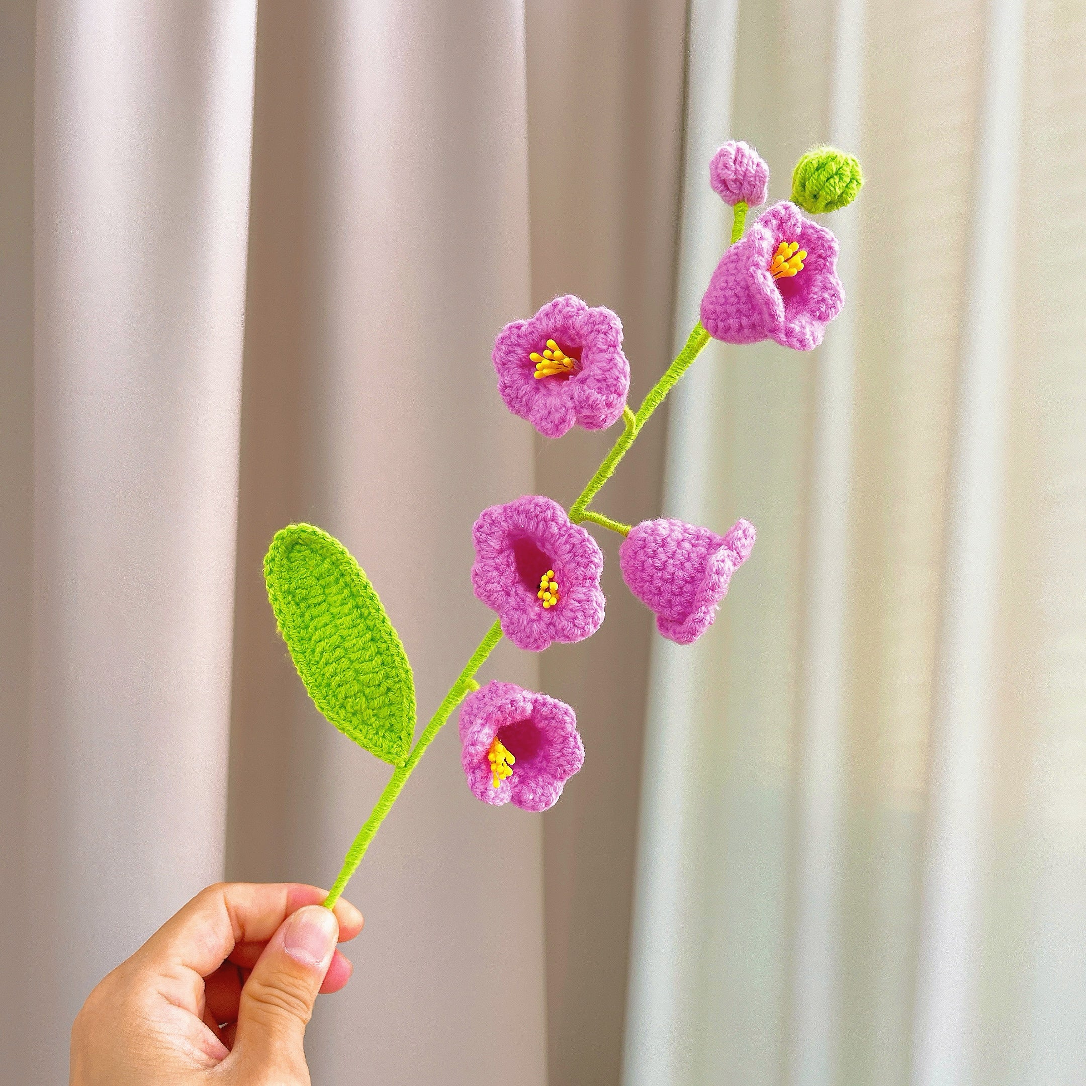 Handmade Lily of the Valley Stake for Garden Decoration and Plant Support - Crochet Yarn Craft, Purity, Innocence, Humility, Flower Meaning