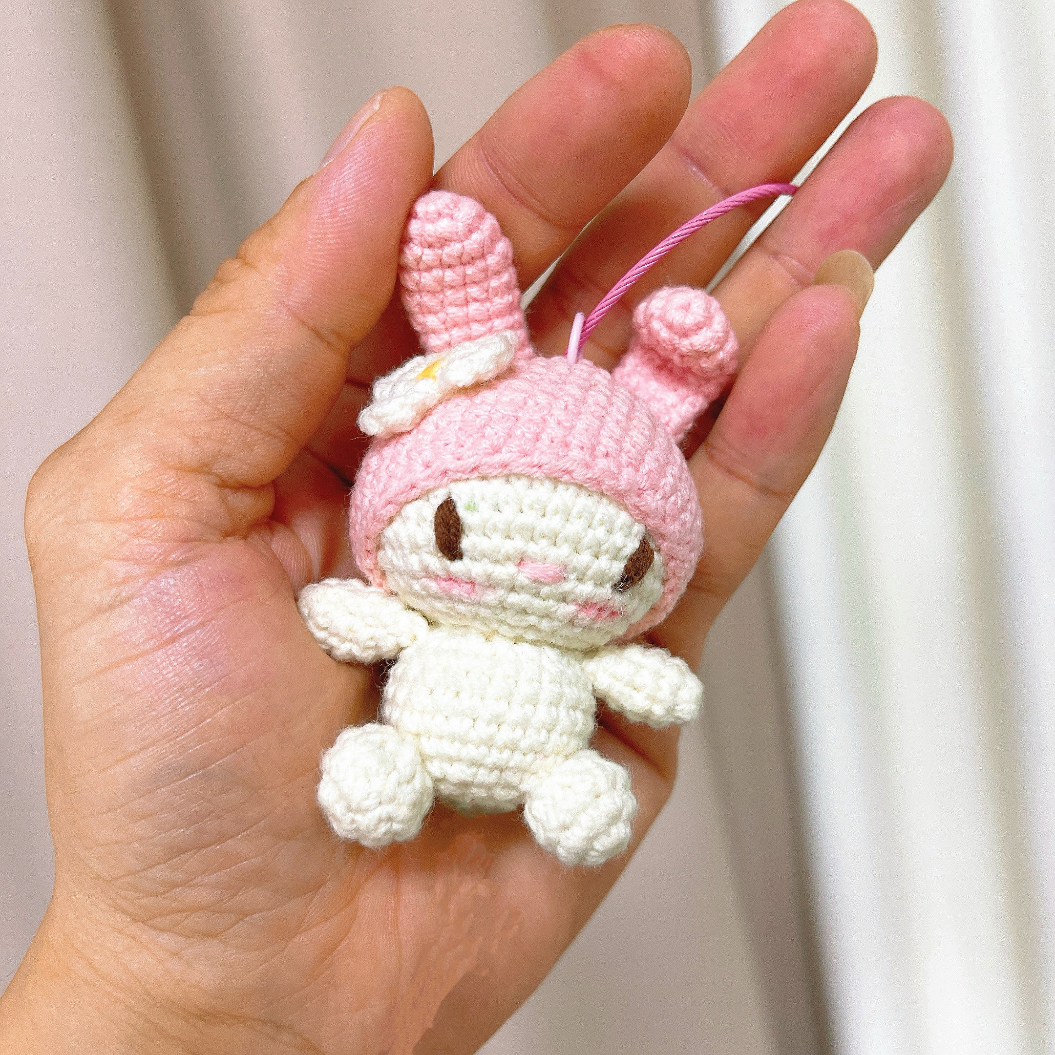 Handmade Crochet Pink Flower Sweet Rabbit Bouquet - Allergy-Friendly Gift for Birthdays, Anniversaries, Baby Showers, and Melody Weddings in Pink and Purple