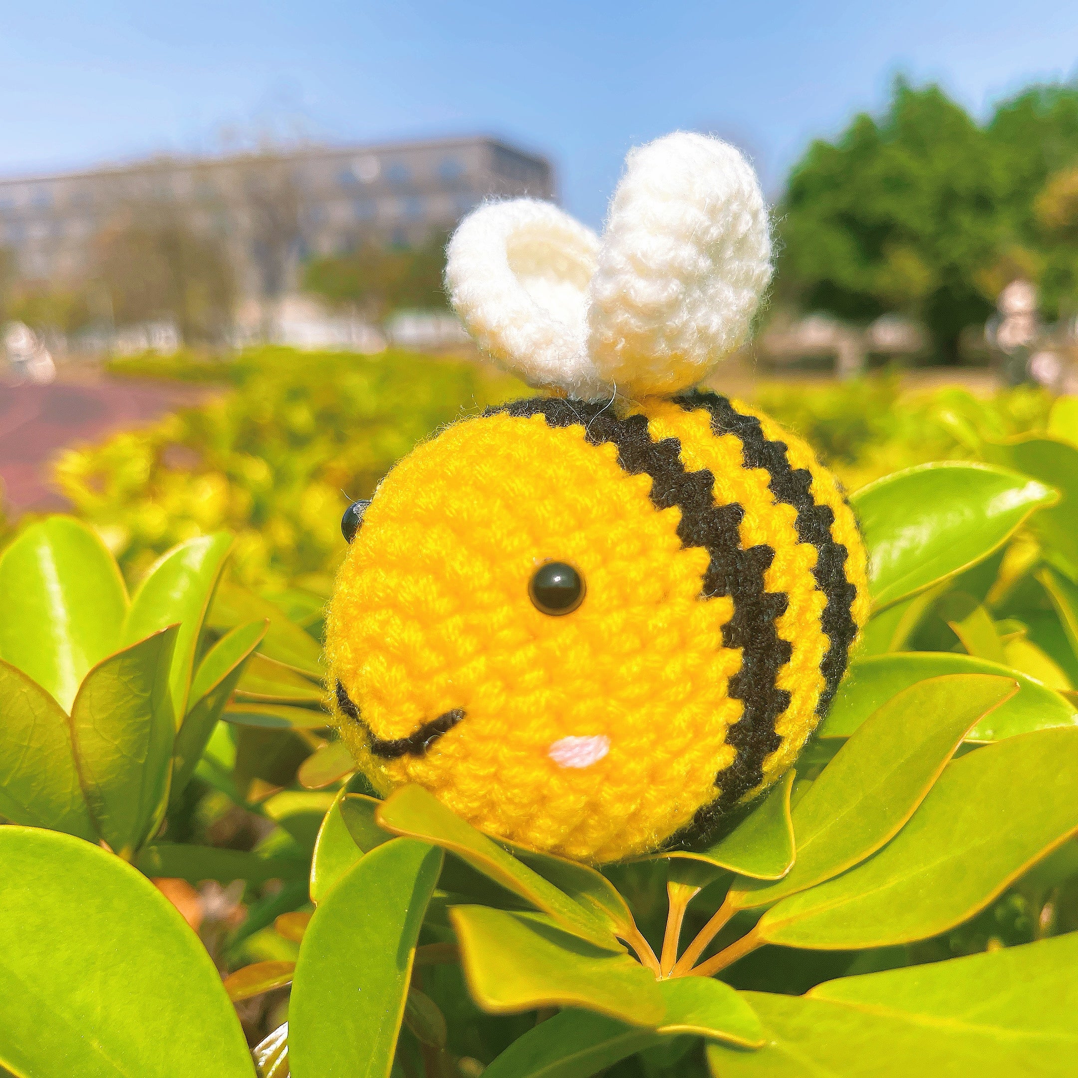 Hand-Crocheted Bumblebee Plush - Black & Yellow Stuffed Bee with White Wings,  Eco-Friendly Amigurumi Gift for Birthdays, Baby Showers, Nature Lovers, Home Décor, Kids’ Toys
