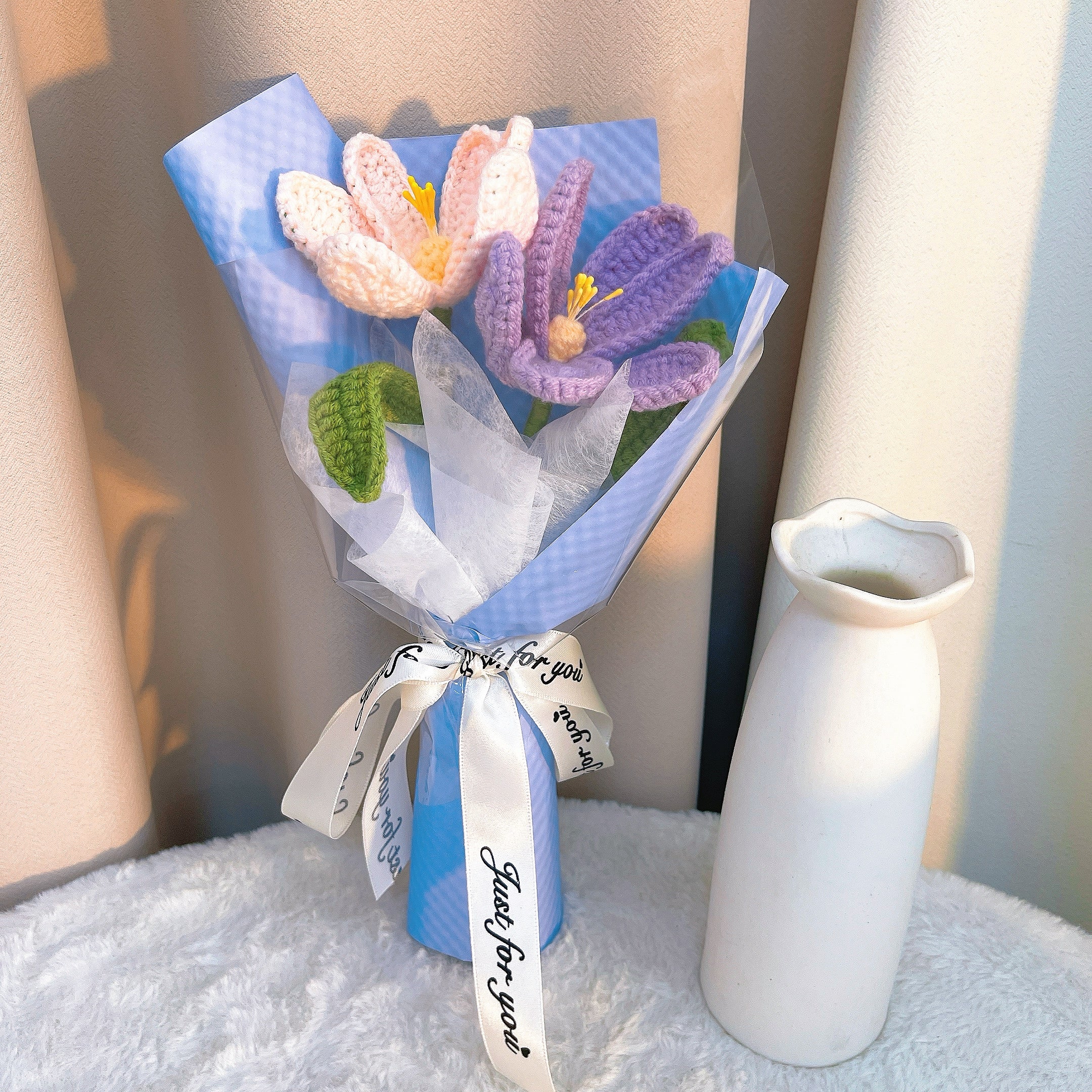 Tulip Serenade Crochet Tulip Bouquet - Handmade Tulips, Hypoallergenic First Meeting Gift, Anniversaries & Romantic Gifts