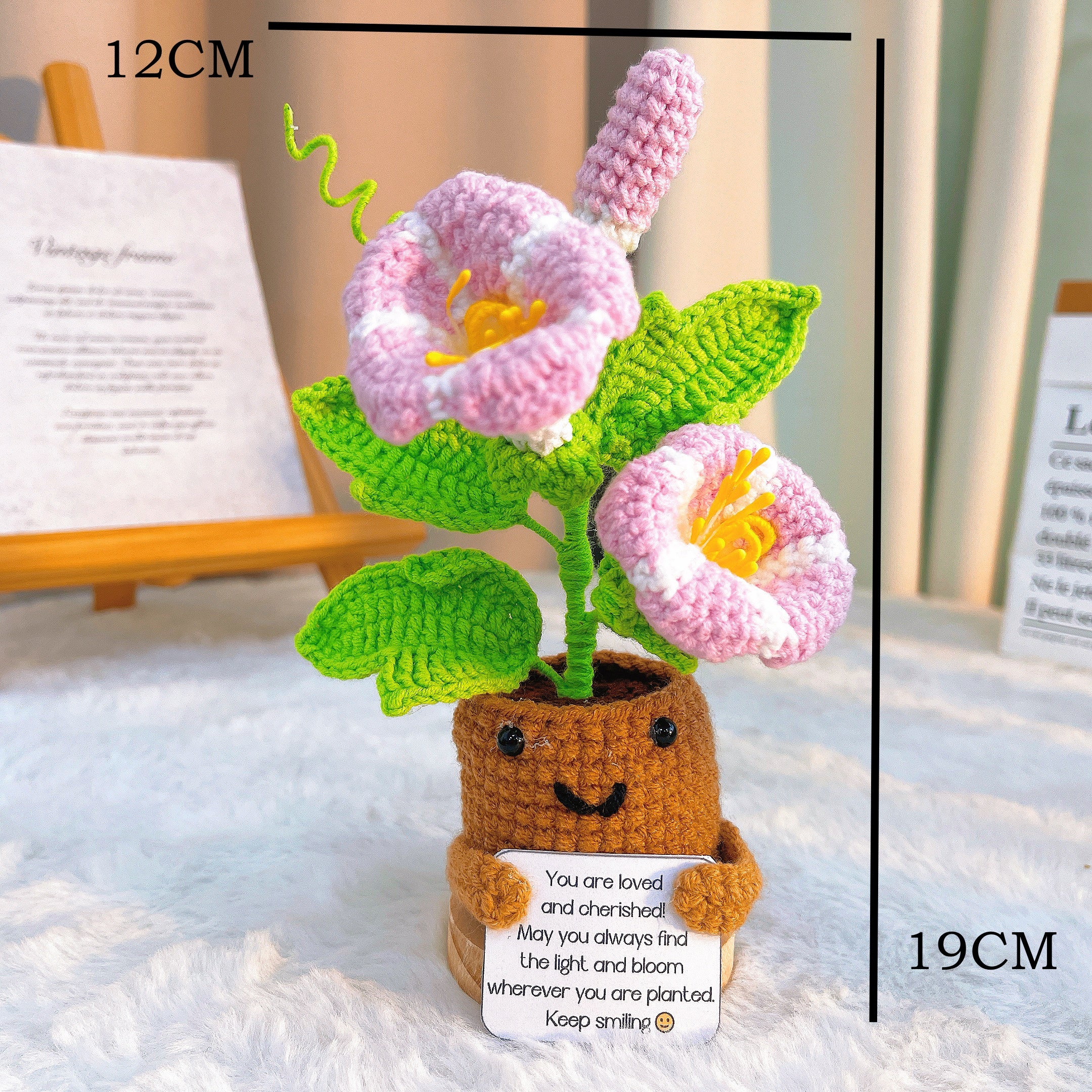 September Birth Month Morning Glory Birthday Bouquet - Handcrafted Hooked Single Stem Crochet - Ideal for Garden Lovers or 9th Month Celebrations