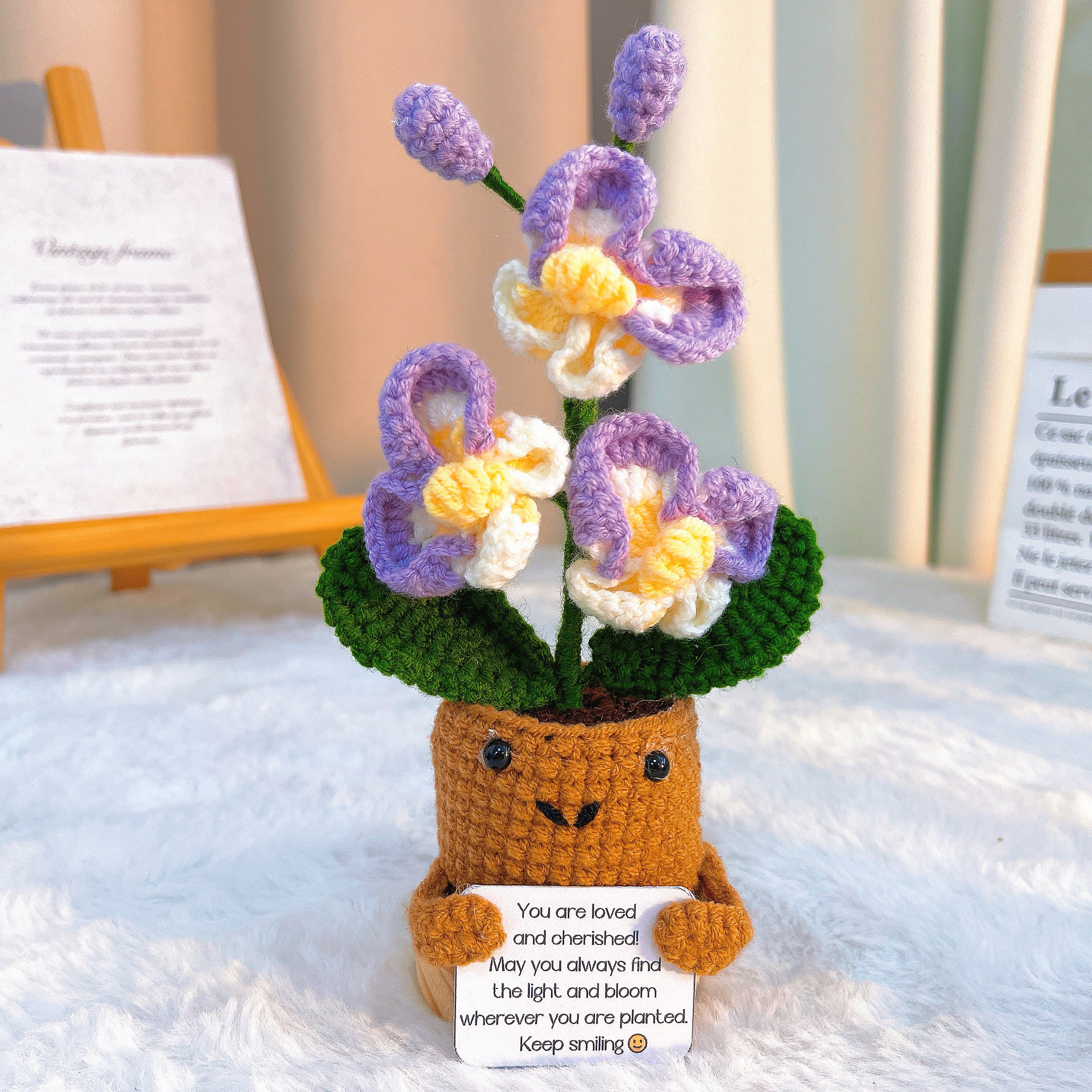 August Birth Month Orchid Bouquet - Handcrafted Hooked Single Stem Birthday Anniversary Flower Gift for August-Born Loved Ones