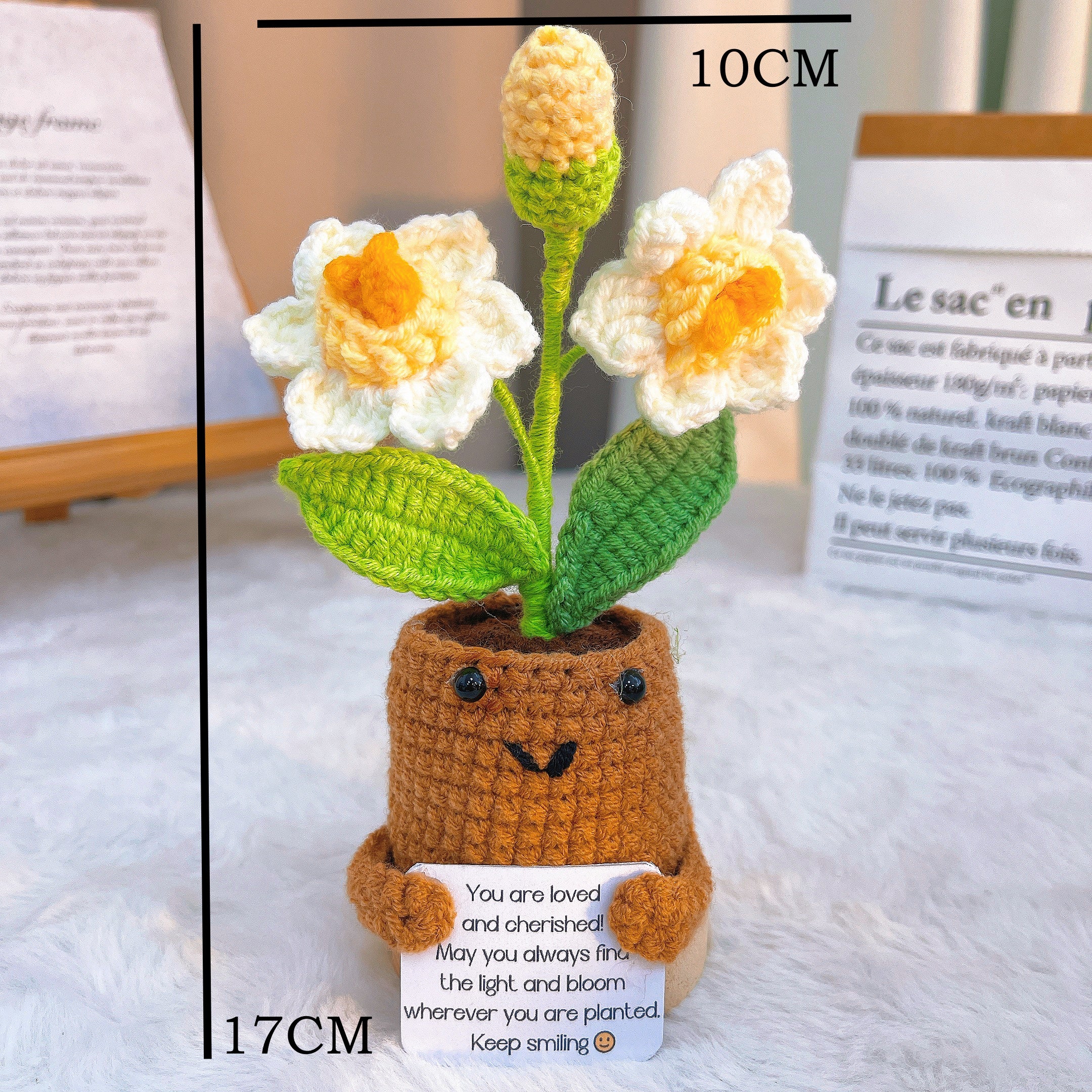 March Birth Month Daffodil Narcissus Bouquet - Hand-Crocheted Single Stem Birthday Flower Arrangement with Elegant Wrapping