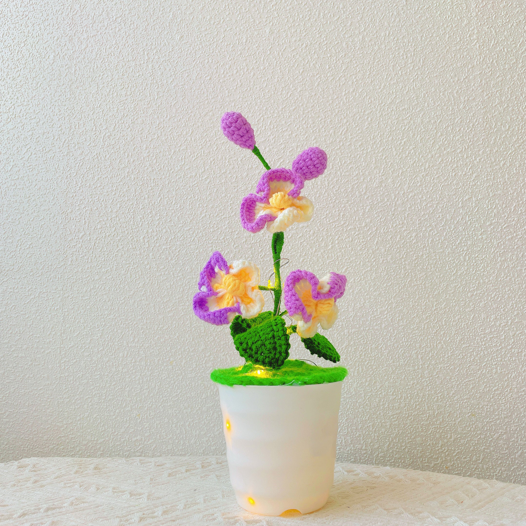 Handmade Crochet Butterfly Orchid Plant - Realistic Faux Flower - Unique Home Decor - Plant Lovers - Handcrafted - Phalaenopsi - Single Stem