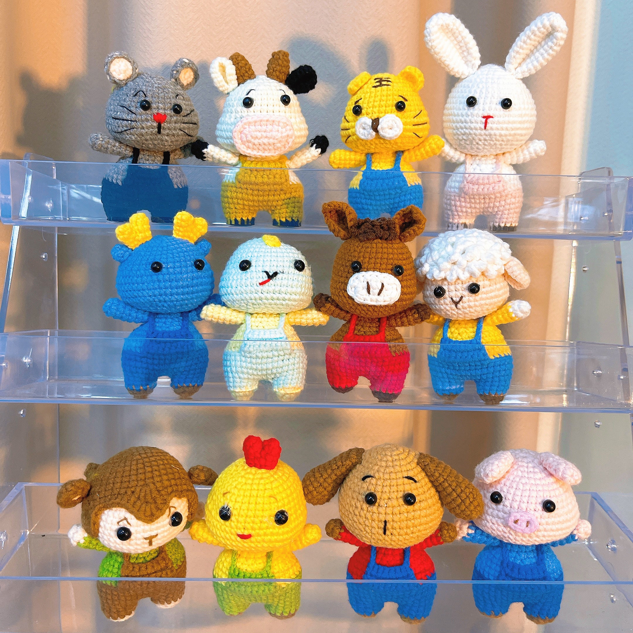 Crochet Zodiac Animal Plushies - Custom Handmade Rat, Ox, Tiger, Rabbit, Dragon, Snake, Horse, Goat, Monkey, Rooster, Dog, Pig