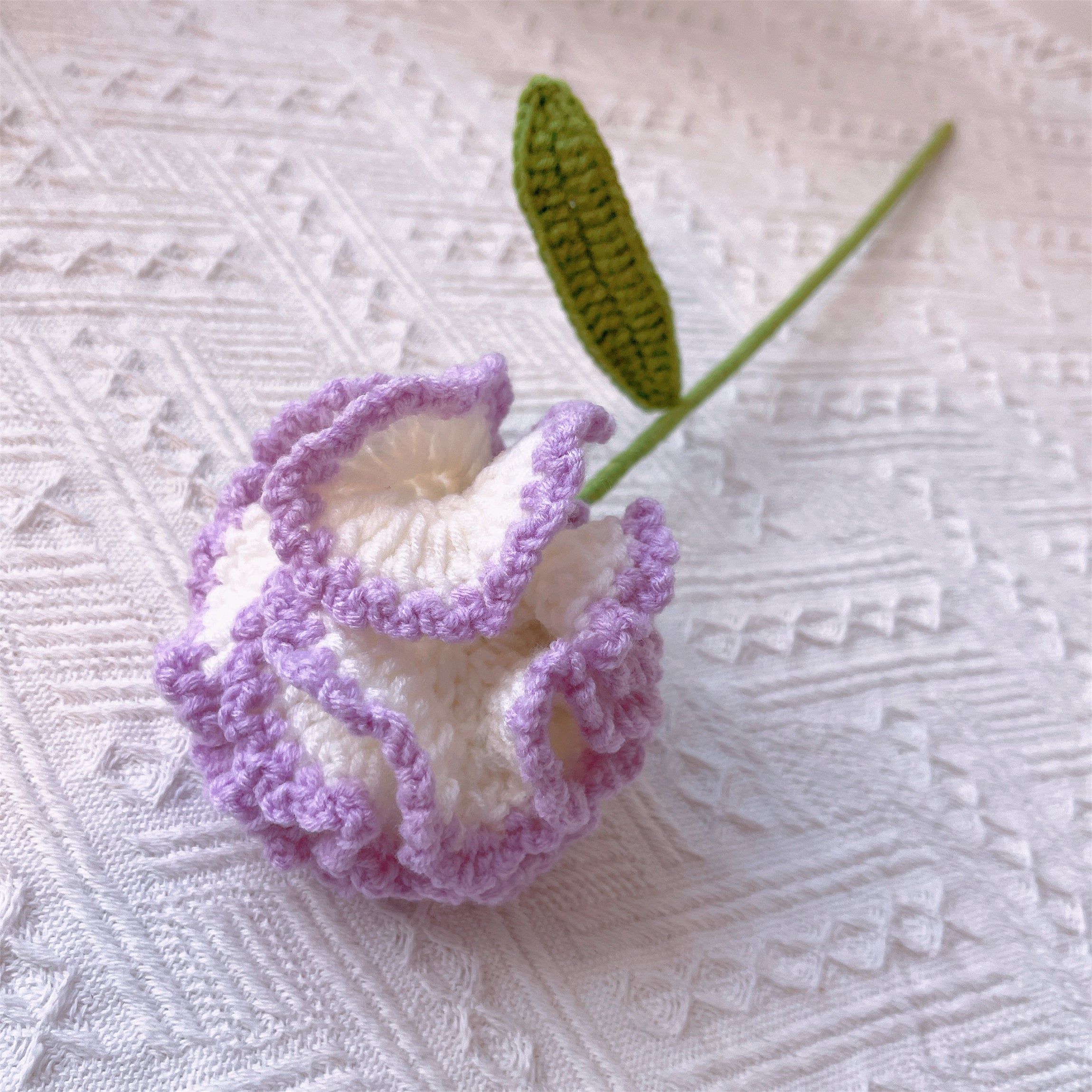 January Birth Month Carnation Bouquet - Birthday Flower Celebration Hand-Crocheted Single Stem Bouquet