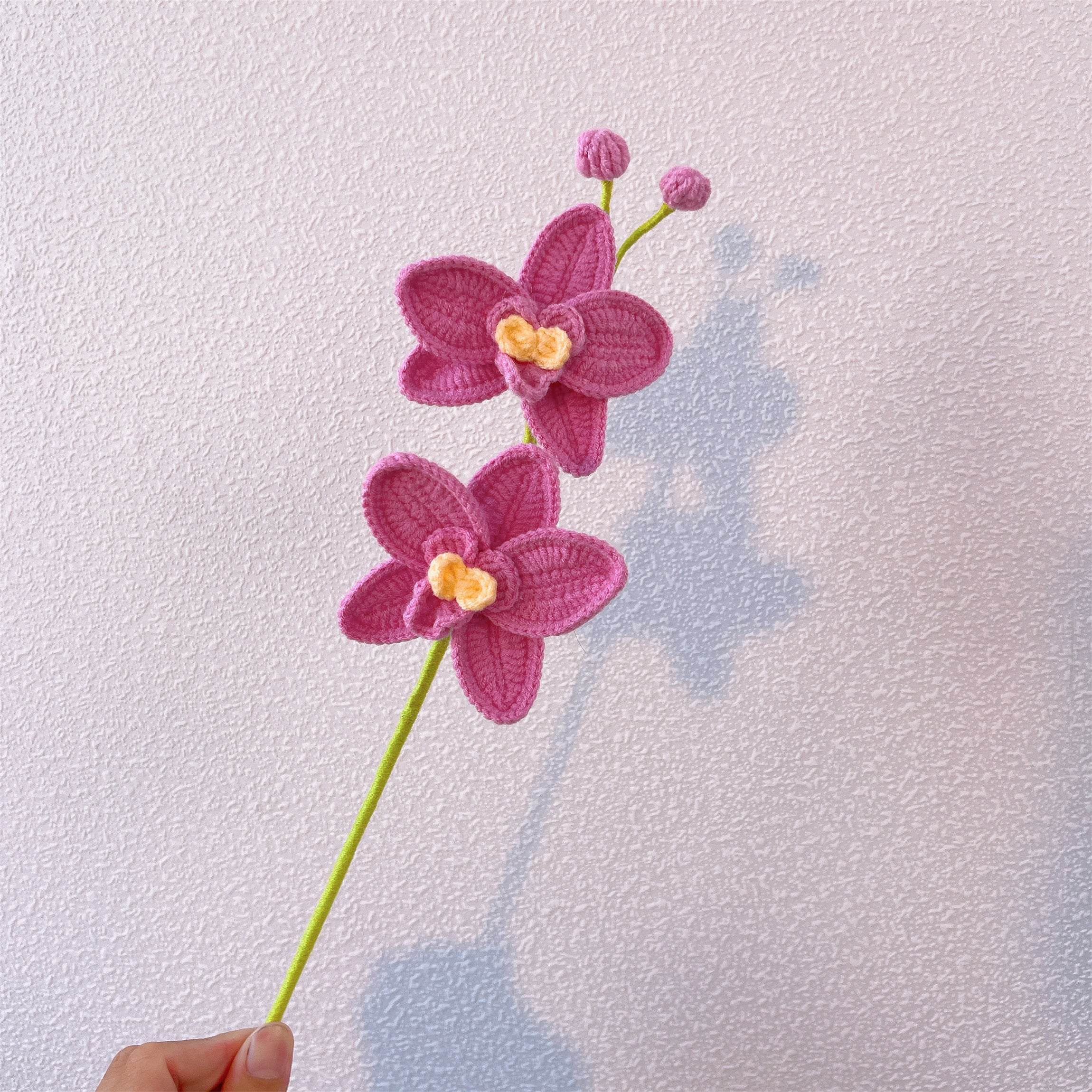 August Birth Month Orchid Bouquet - Handcrafted Hooked Single Stem Birthday Anniversary Flower Gift for August-Born Loved Ones