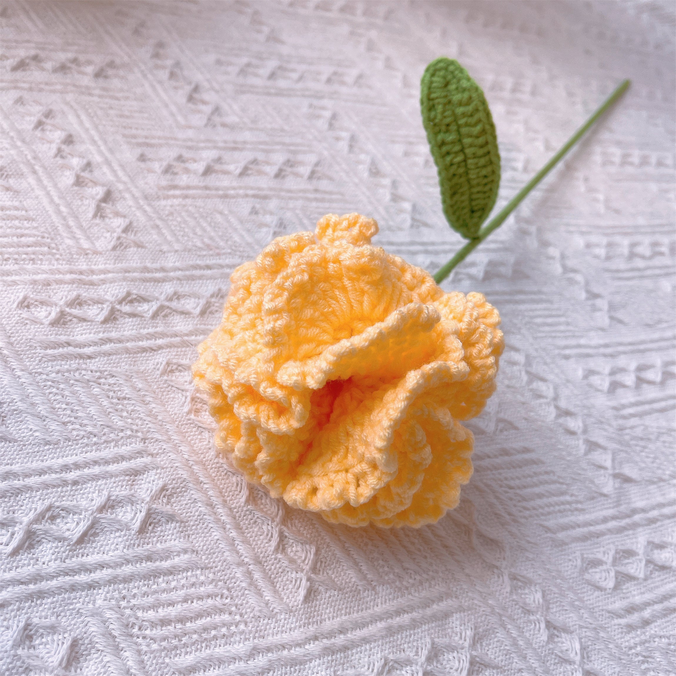 January Birth Month Carnation Bouquet - Birthday Flower Celebration Hand-Crocheted Single Stem Bouquet