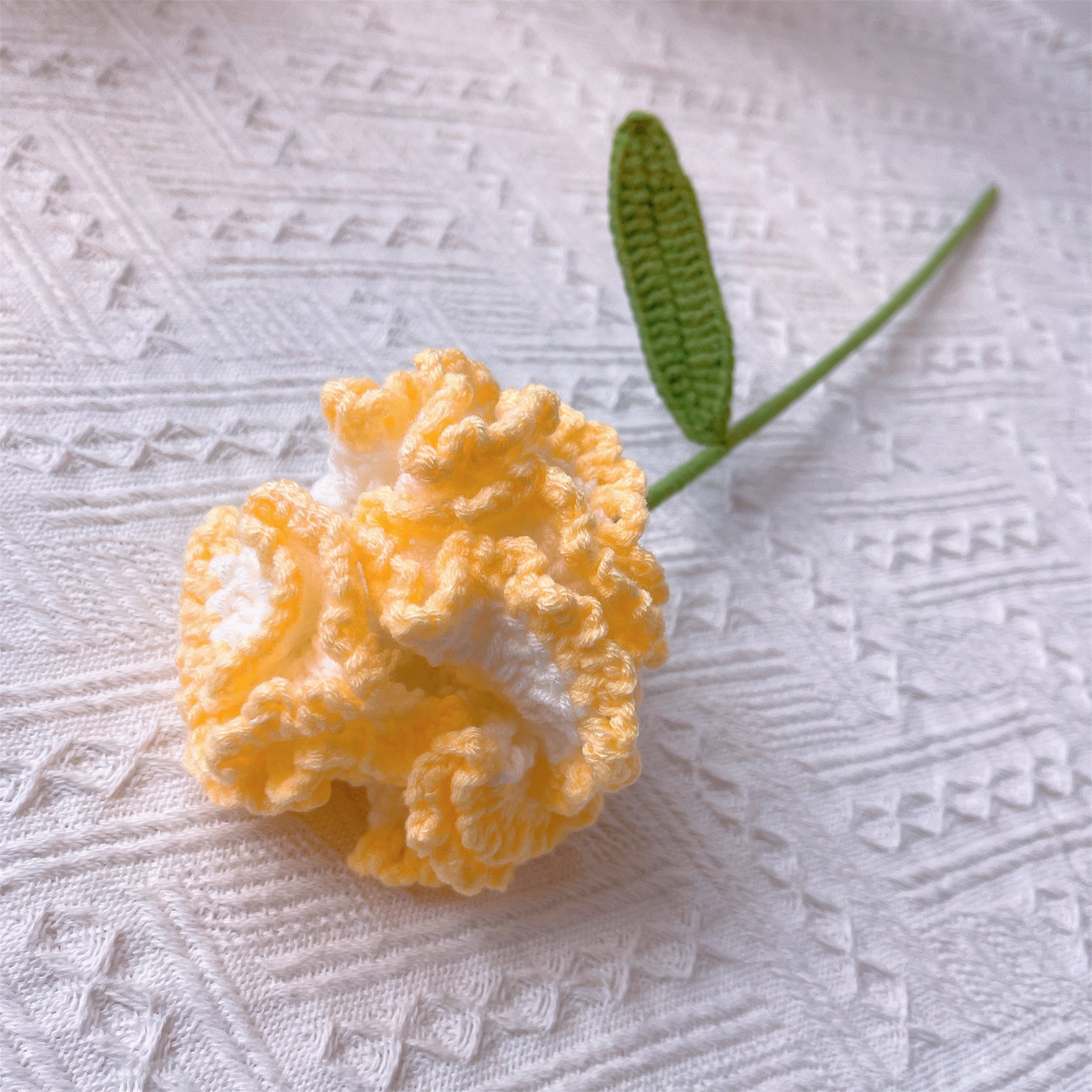 January Birth Month Carnation Bouquet - Birthday Flower Celebration Hand-Crocheted Single Stem Bouquet