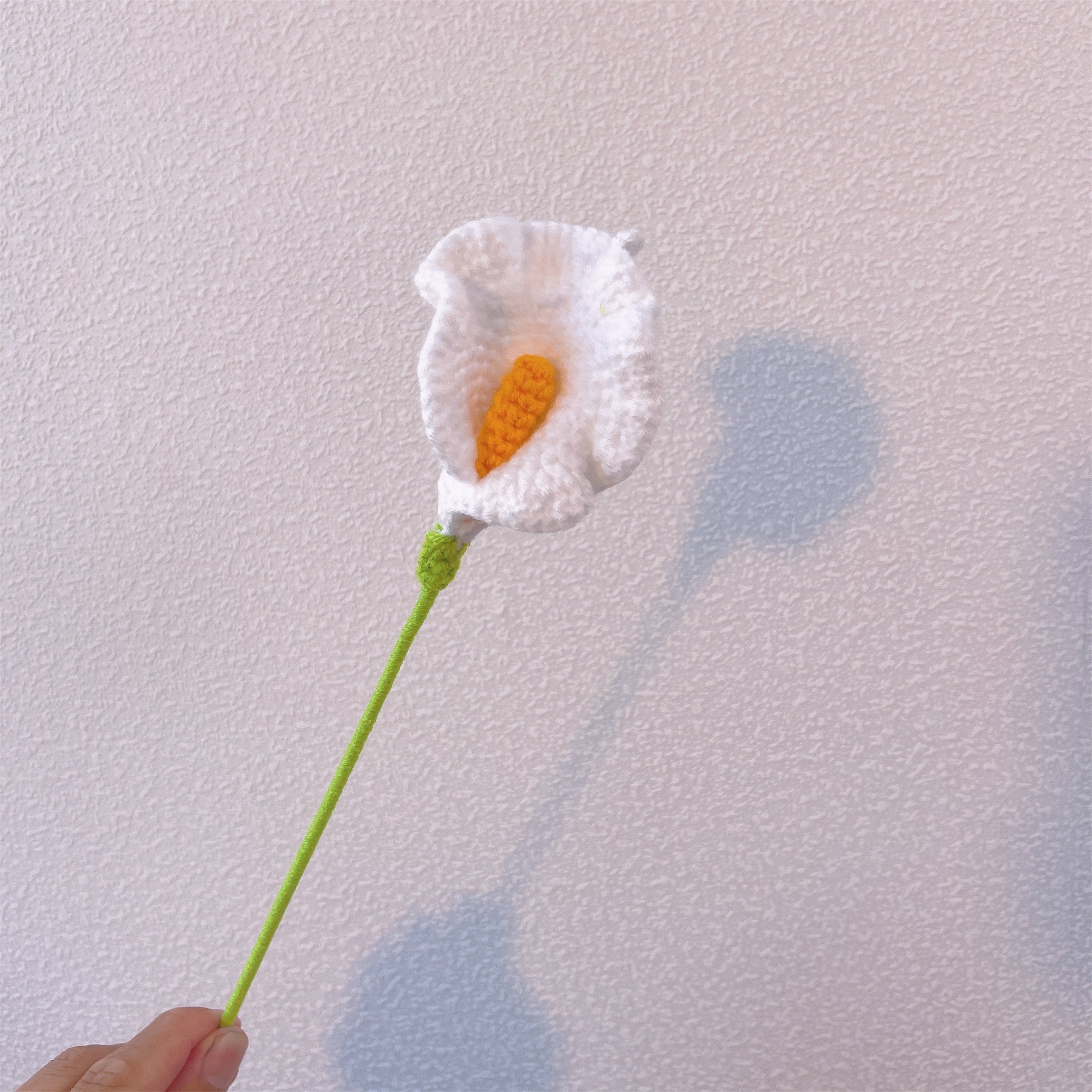 Calla Lily Grace: Handcrafted Crochet Calla Lily Stake for a Graceful Garden Decor