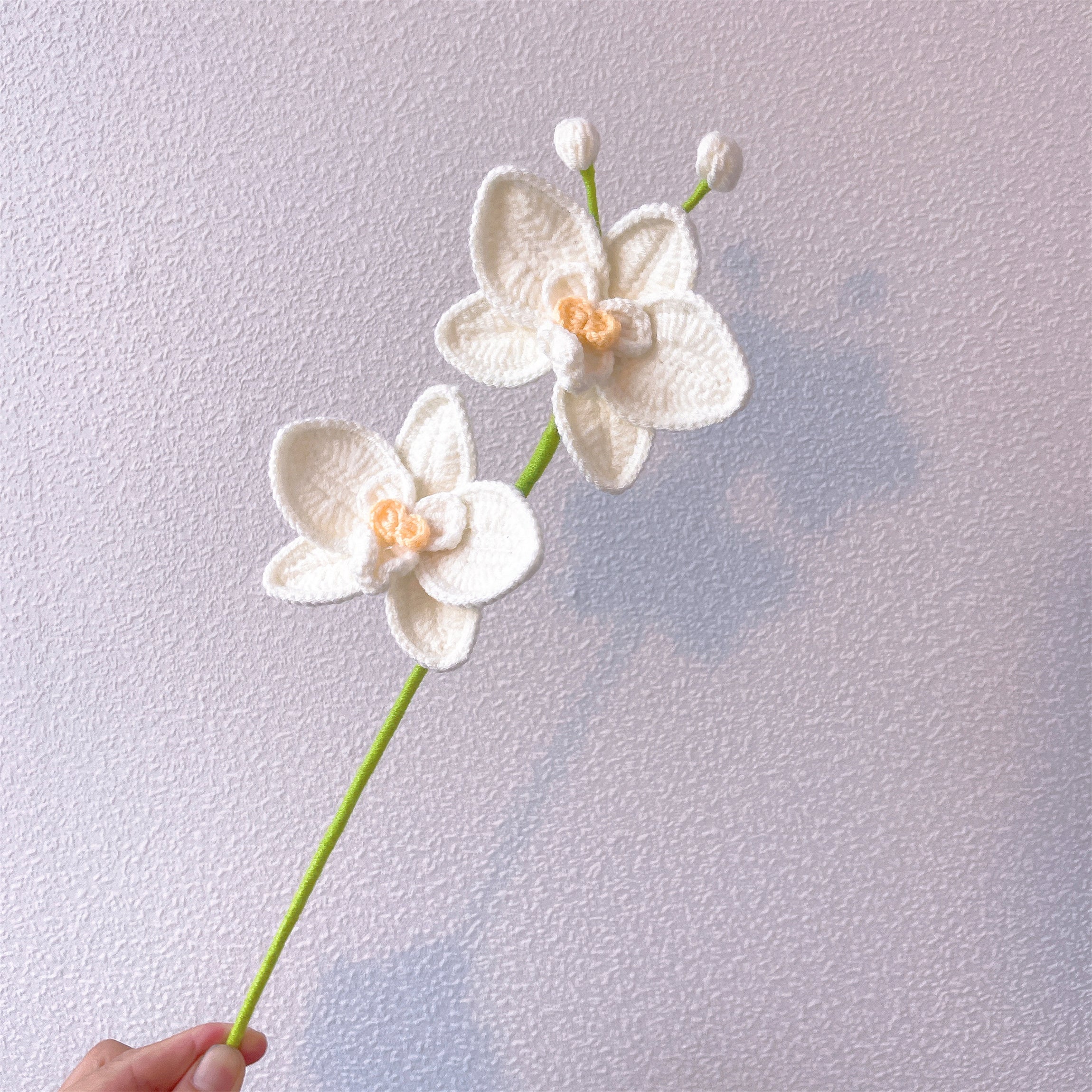 August Birth Month Orchid Bouquet - Handcrafted Hooked Single Stem Birthday Anniversary Flower Gift for August-Born Loved Ones