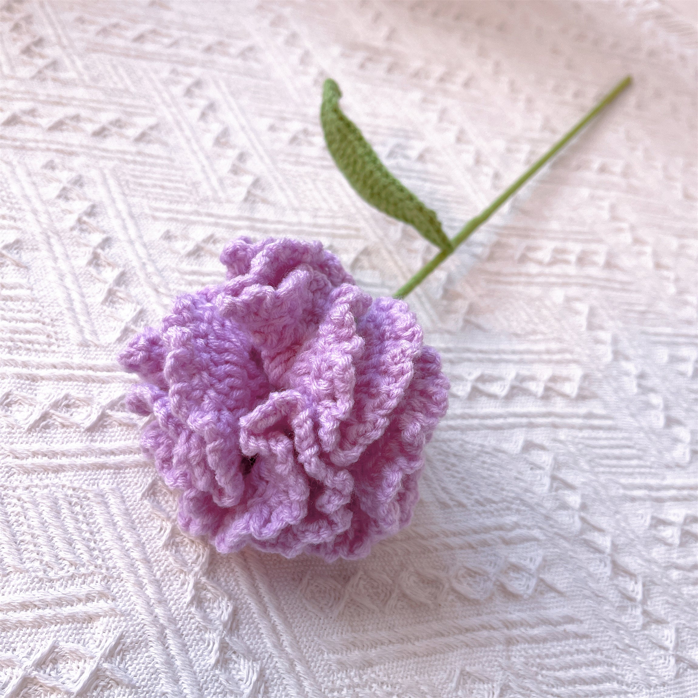 January Birth Month Carnation Bouquet - Birthday Flower Celebration Hand-Crocheted Single Stem Bouquet