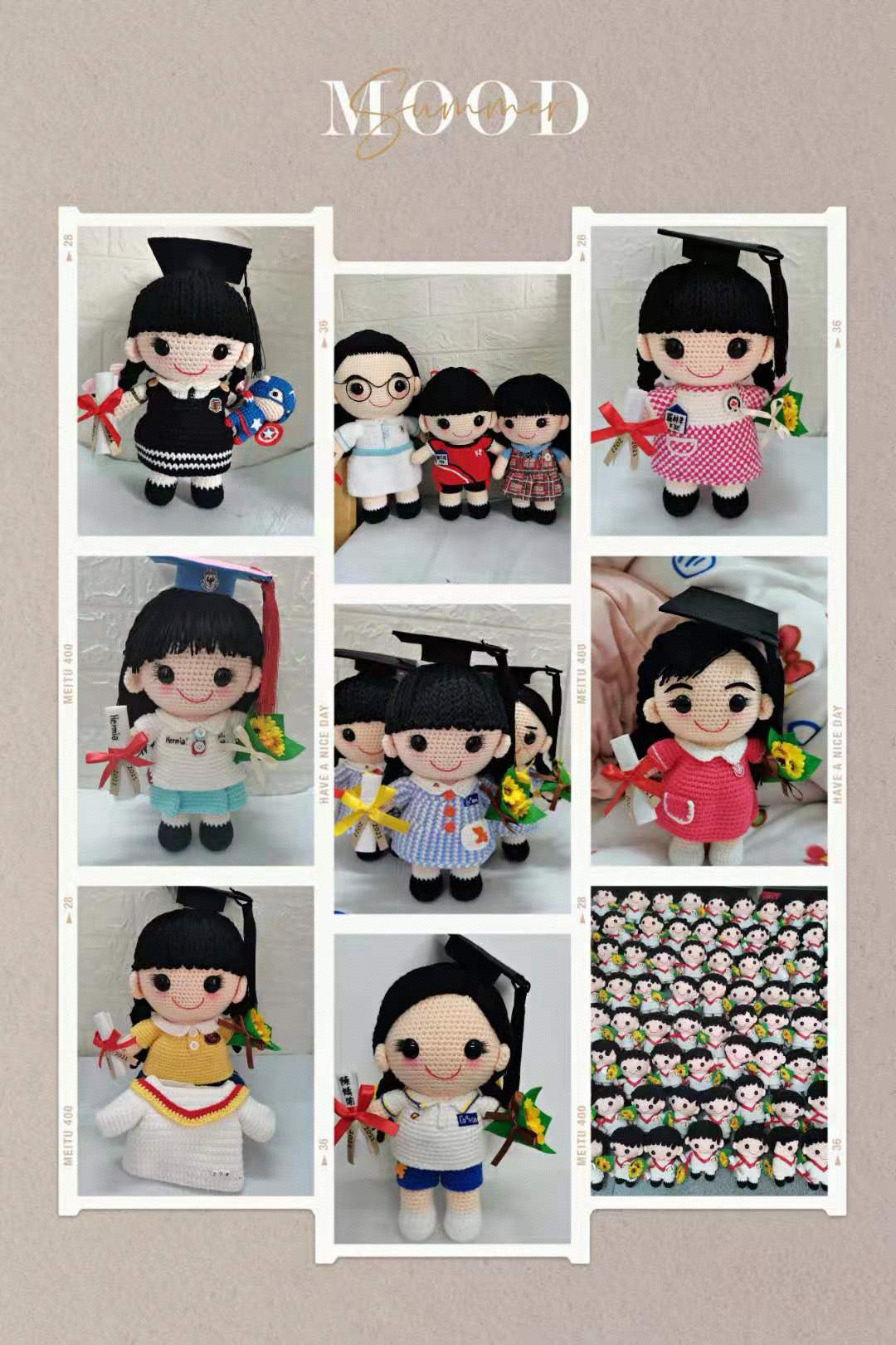 Custom Handmade Crochet Doll (28cm) - Personalized Boy Girl Pets Graduate Engagement Wedding Photo to Doll - Unique Gift for Birthday, Wedding, Anniversary, Graduation, Valentine's Day