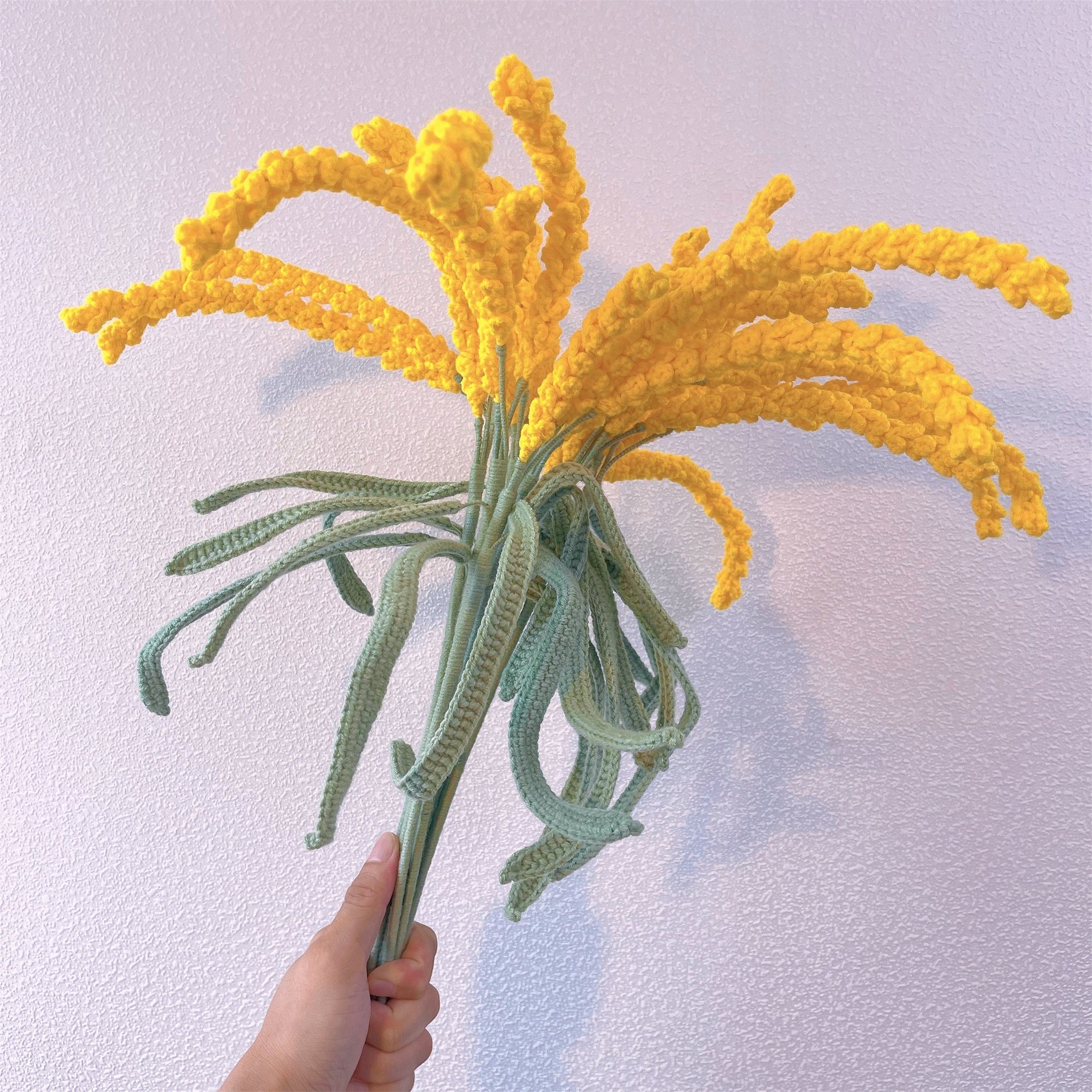 Rustic Charm: Handcrafted Crochet Barley Stake for a Natural Garden Decor bouquet