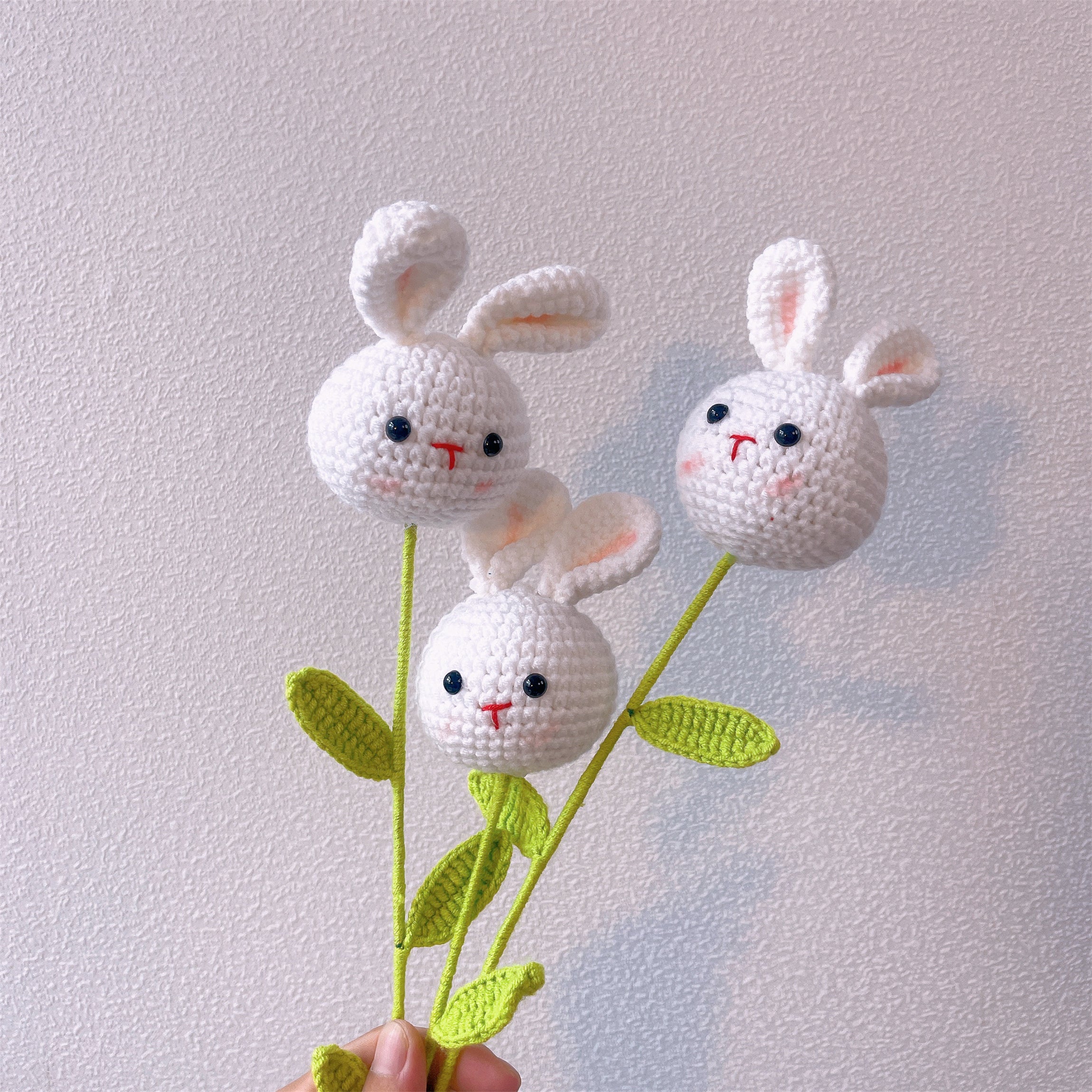 Bunny Bliss: Handcrafted Crochet Cute Bunny Head Stake with Bunny and Sunflower Finish for a Whimsical Garden Decor