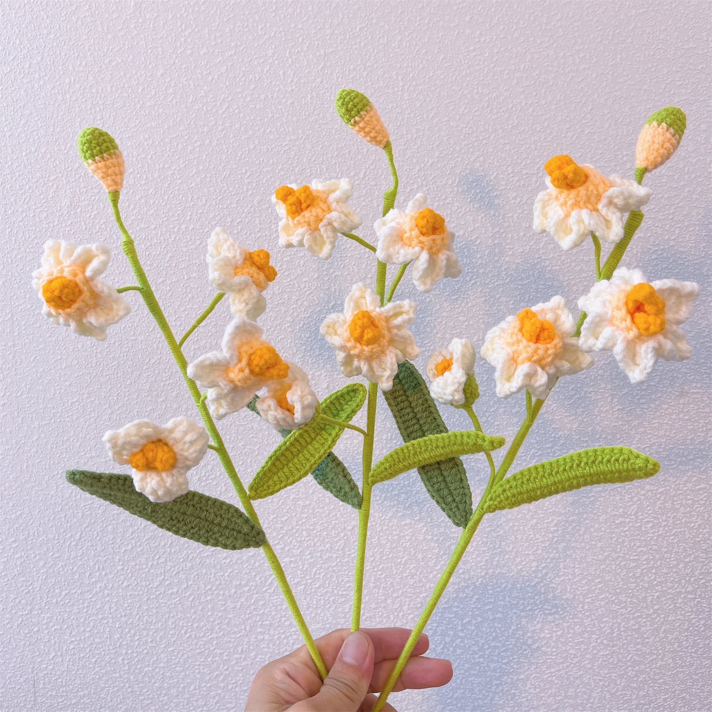 March Birth Month Daffodil Narcissus Bouquet - Hand-Crocheted Single Stem Birthday Flower Arrangement with Elegant Wrapping