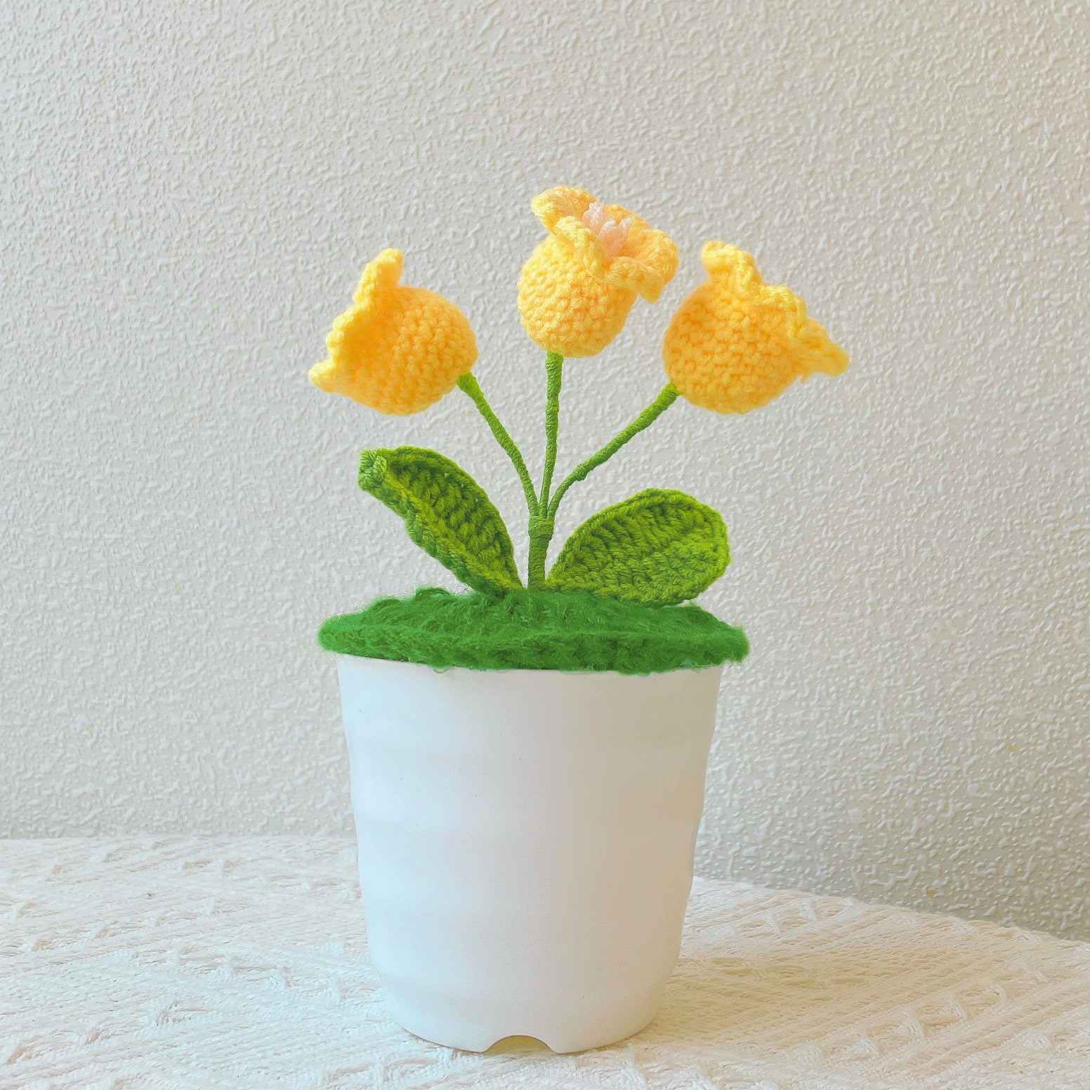Crochet Lily Orchid Potted Plant LED Lamp - Mother's Day Chrismas Gift Exchange Secret Santa