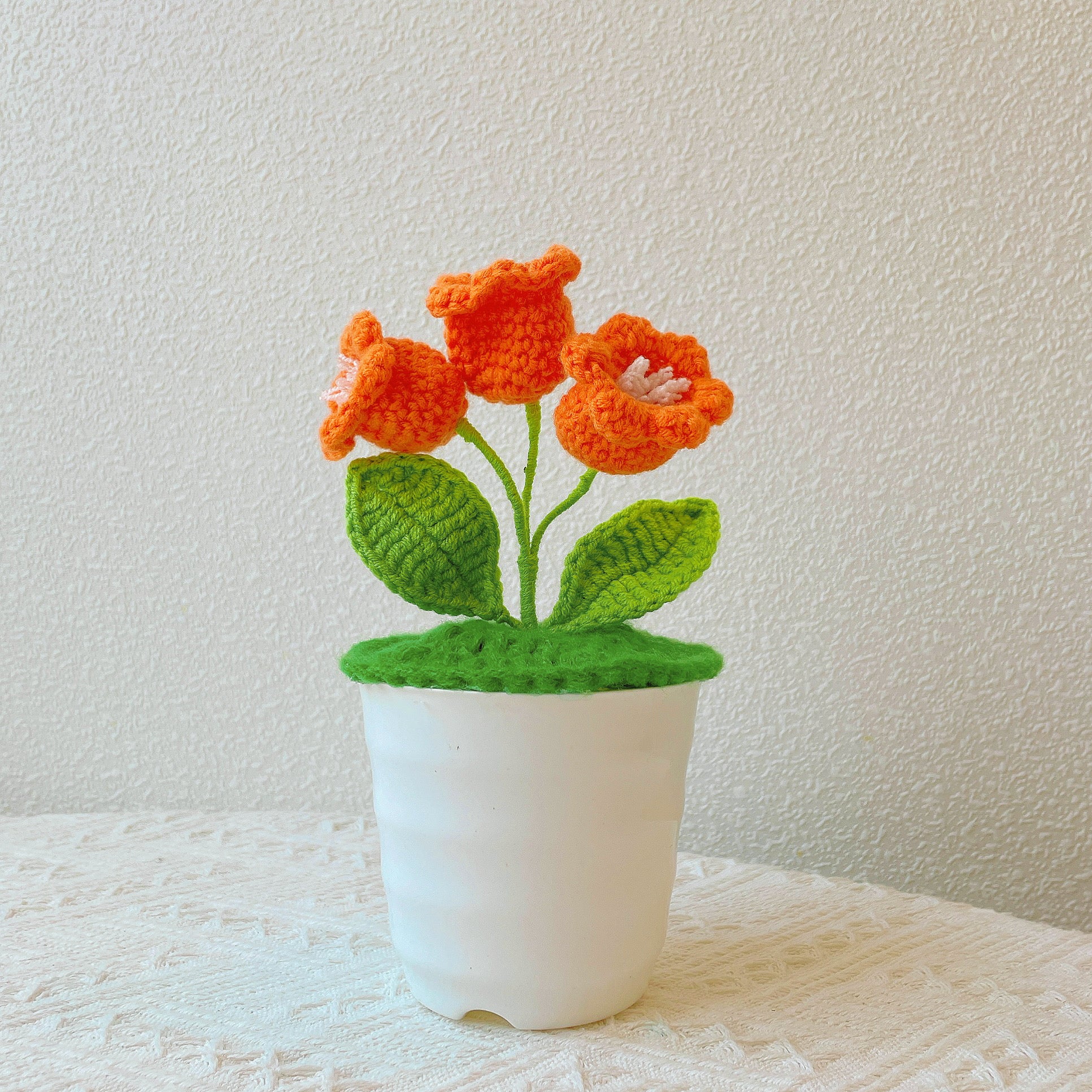 Crochet Lily Orchid Potted Plant LED Lamp - Mother's Day Chrismas Gift Exchange Secret Santa