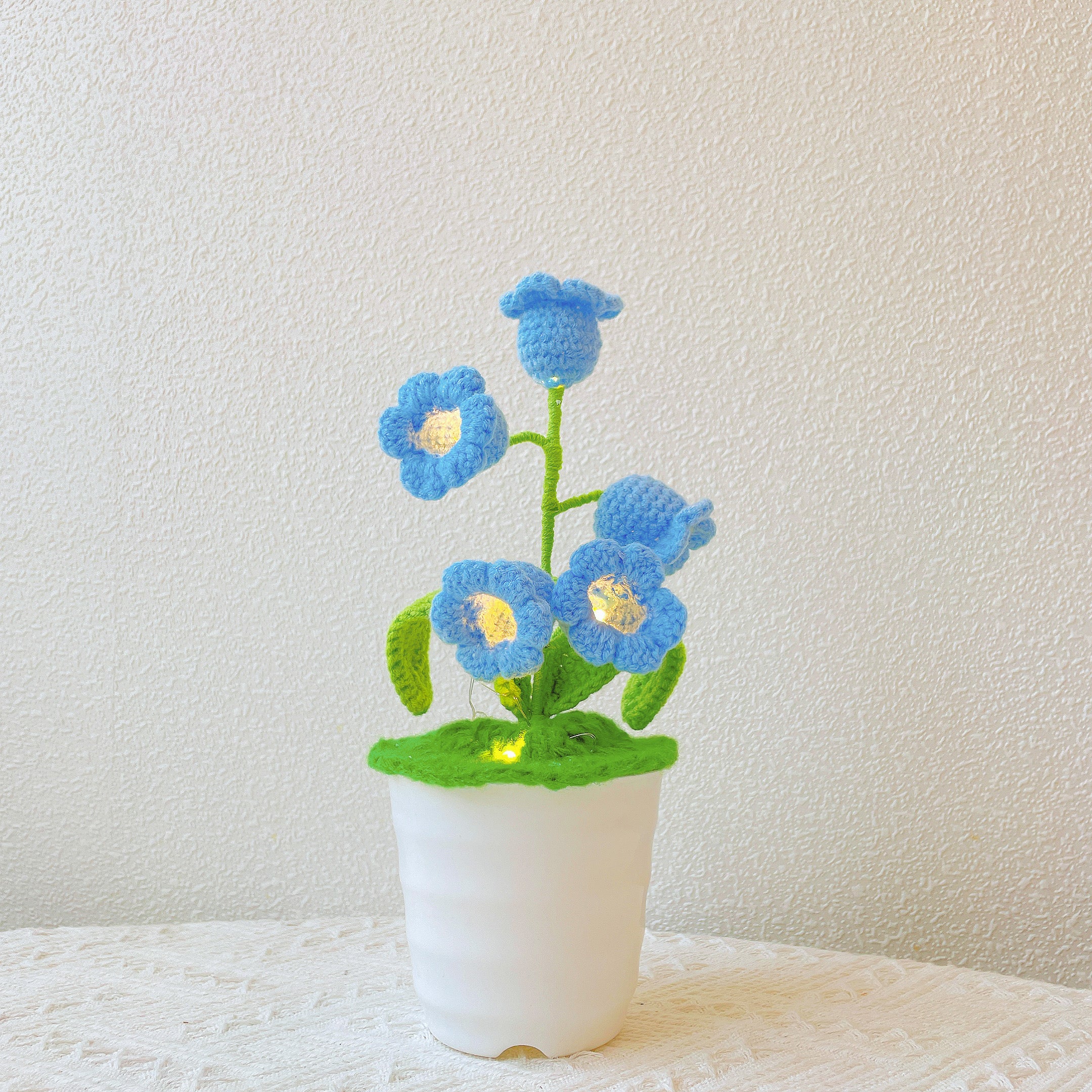 Crochet Lily Orchid Potted Plant LED Lamp - Mother's Day Chrismas Gift Exchange Secret Santa