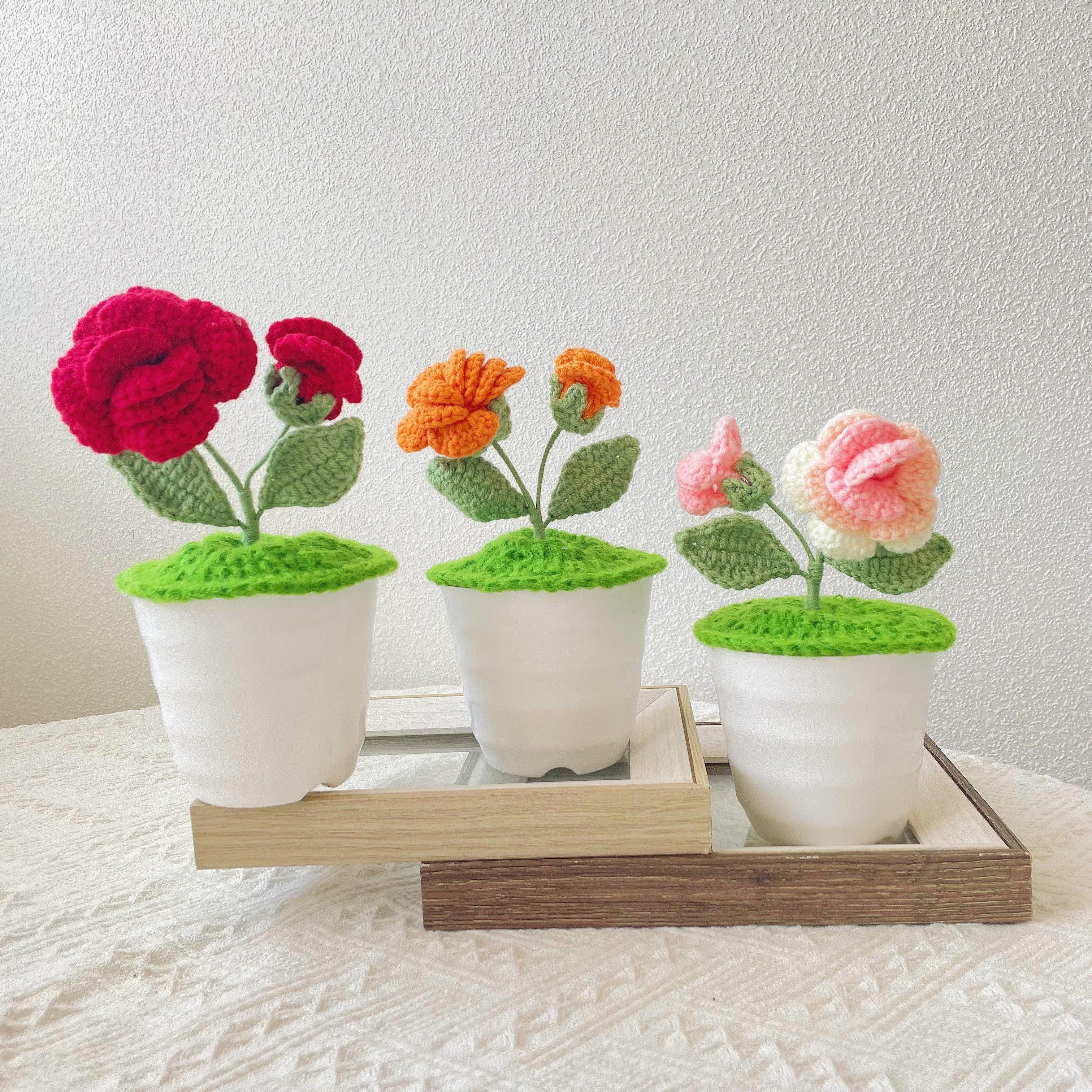 Handmade Crochet Rose Plant - Realistic Faux Flower - Unique Home Decor - Perfect Gift for Plant Lovers - Handcrafted - Father Day Gift 2024