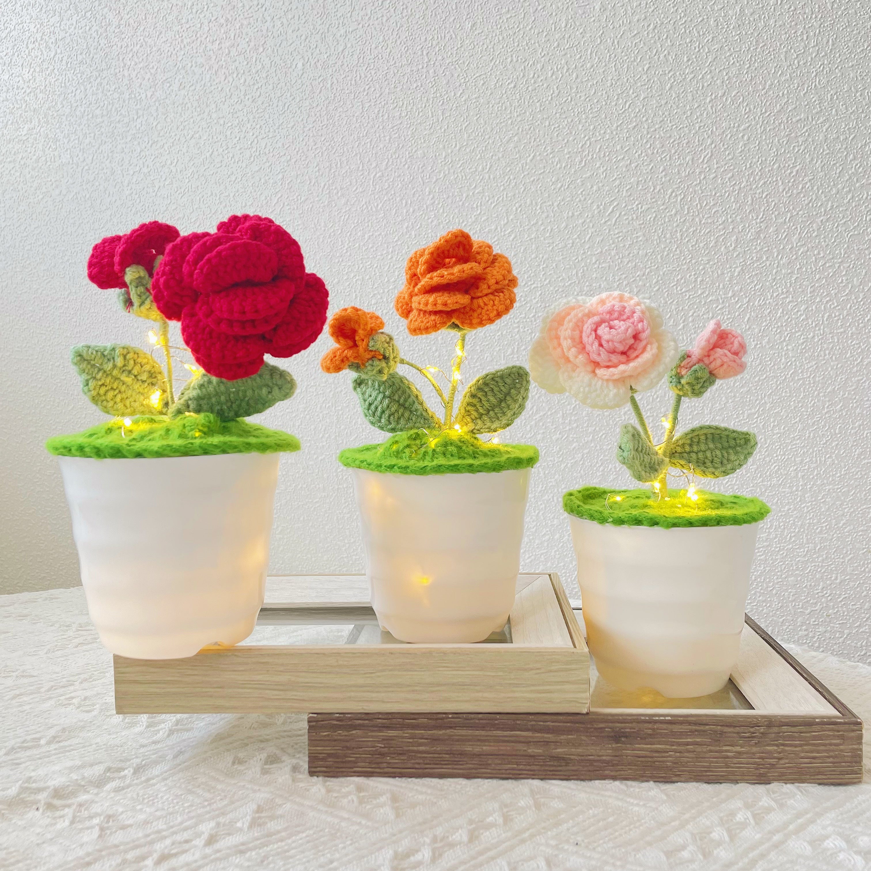 Handmade Crochet Rose Plant - Realistic Faux Flower - Unique Home Decor - Perfect Gift for Plant Lovers - Handcrafted - Father Day Gift 2024