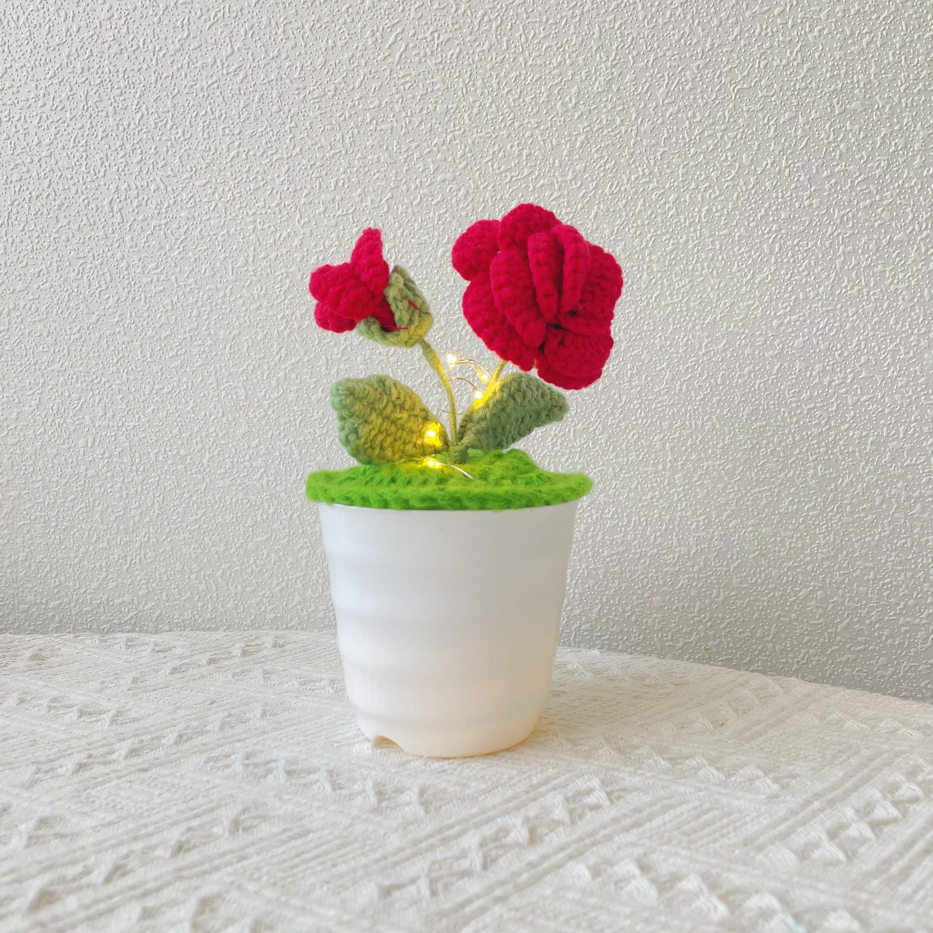 Handmade Crochet Rose Plant - Realistic Faux Flower - Unique Home Decor - Perfect Gift for Plant Lovers - Handcrafted - Father Day Gift 2024