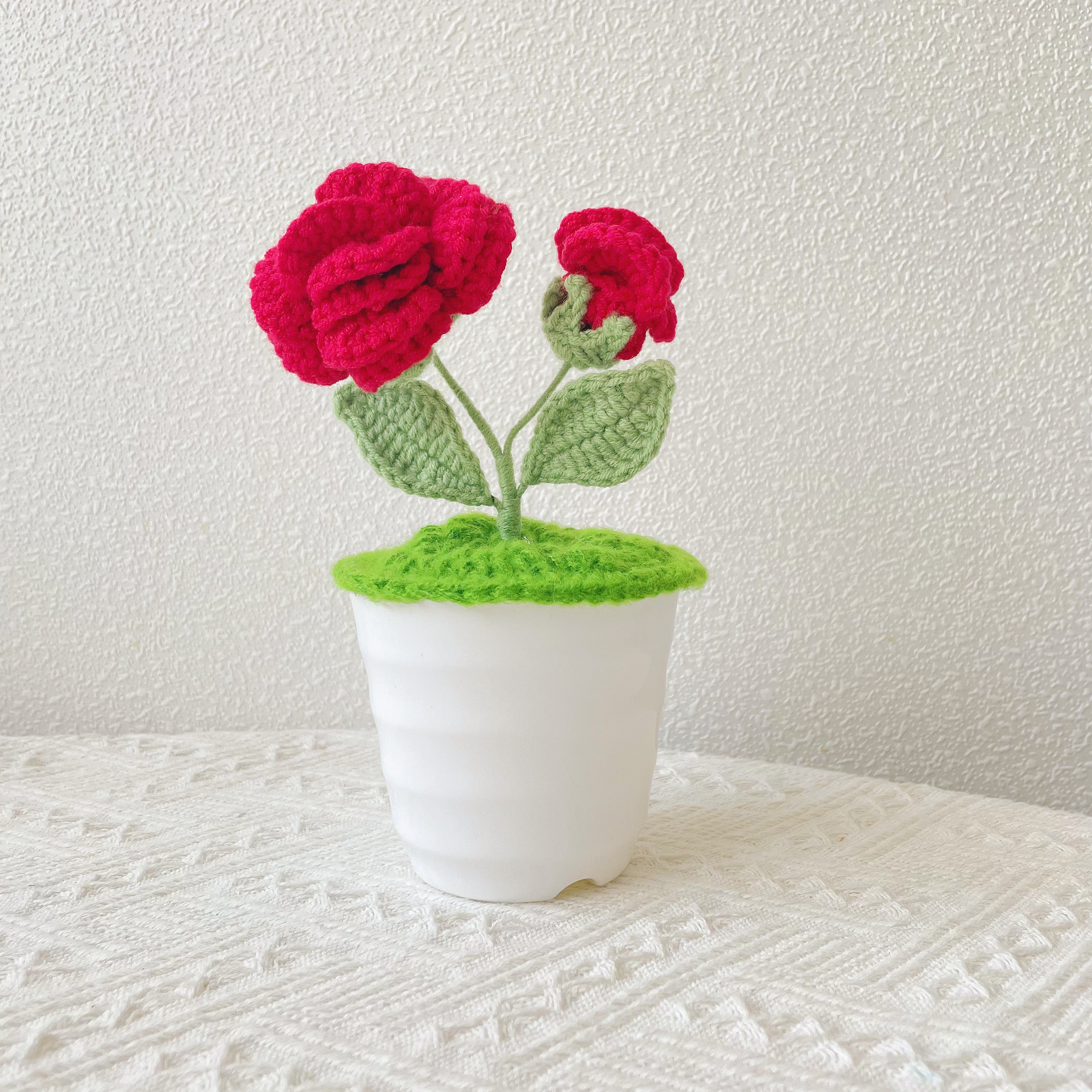 Handmade Crochet Rose Plant - Realistic Faux Flower - Unique Home Decor - Perfect Gift for Plant Lovers - Handcrafted - Father Day Gift 2024
