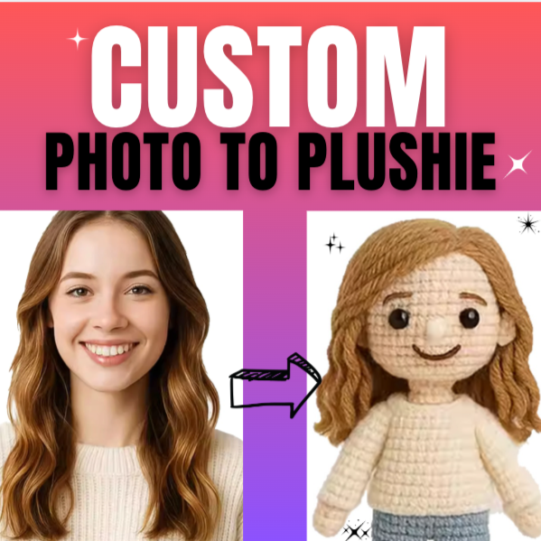 Custom Handmade Crochet Doll (28cm) - Personalized Boy Girl Pets Graduate Engagement Wedding Photo to Doll - Unique Gift for Birthday, Wedding, Anniversary, Graduation, Valentine's Day