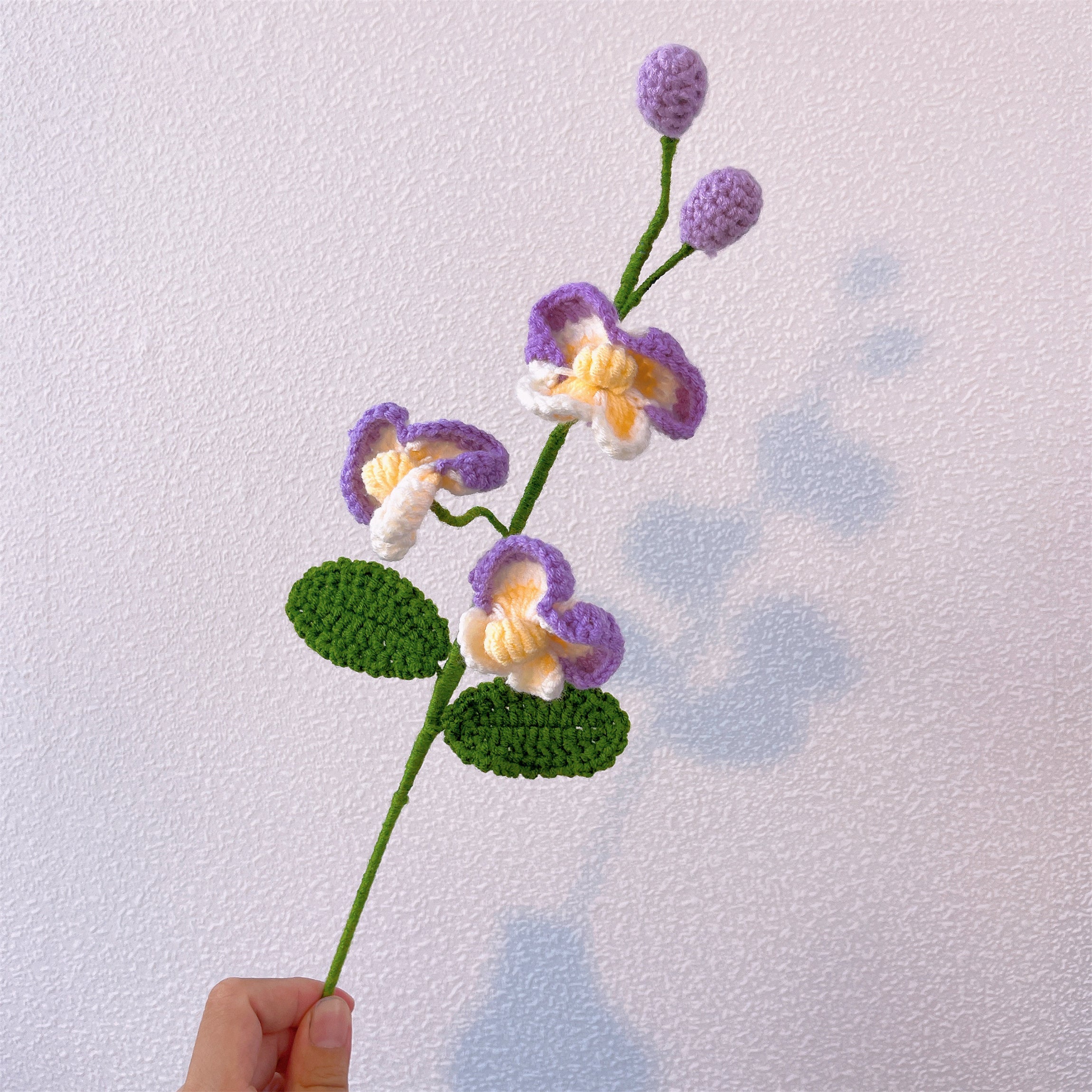 August Birth Month Orchid Bouquet - Handcrafted Hooked Single Stem Birthday Anniversary Flower Gift for August-Born Loved Ones