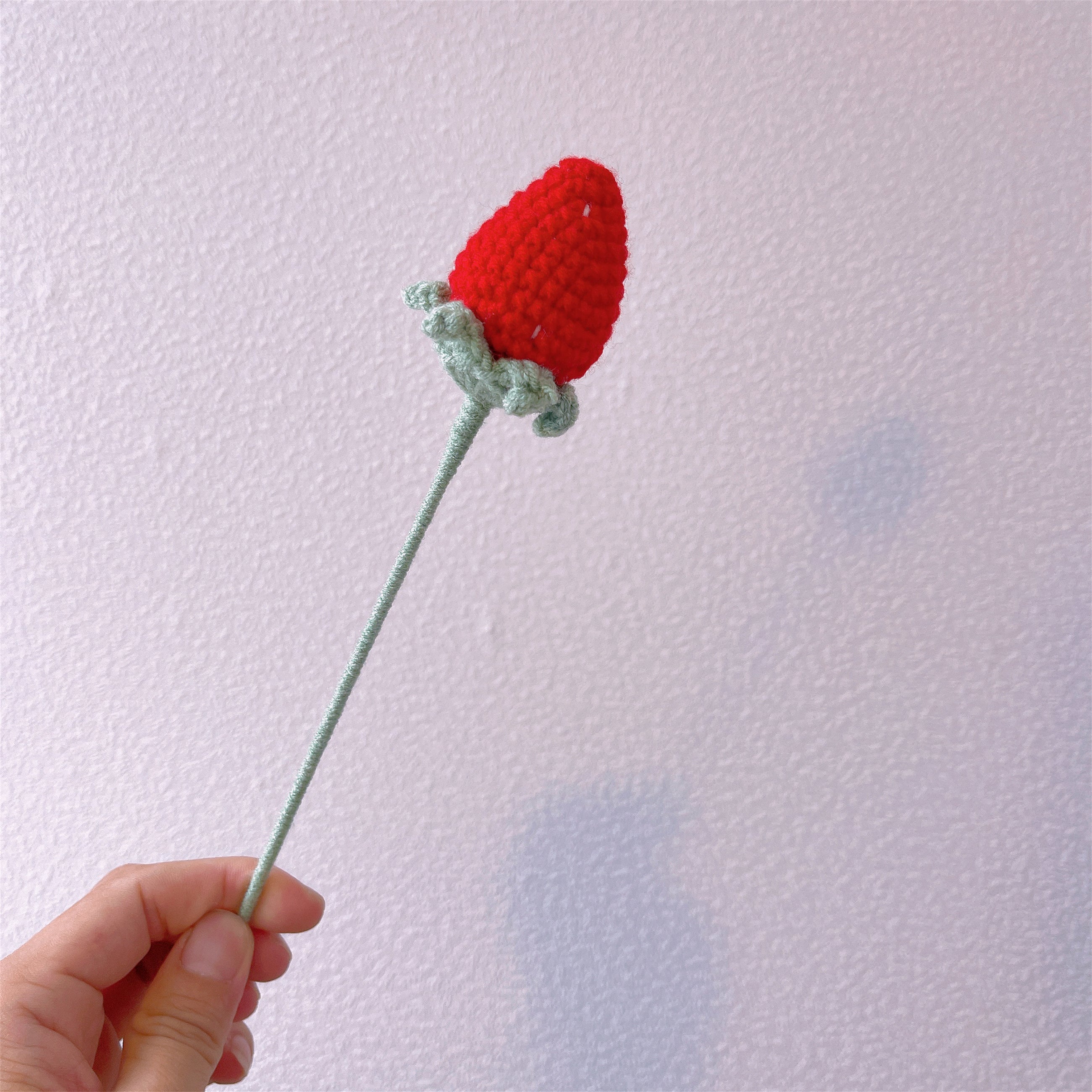 Sweet Strawberry Fields: Handcrafted Crochet Strawberry Stake for a Charming Garden Decor"