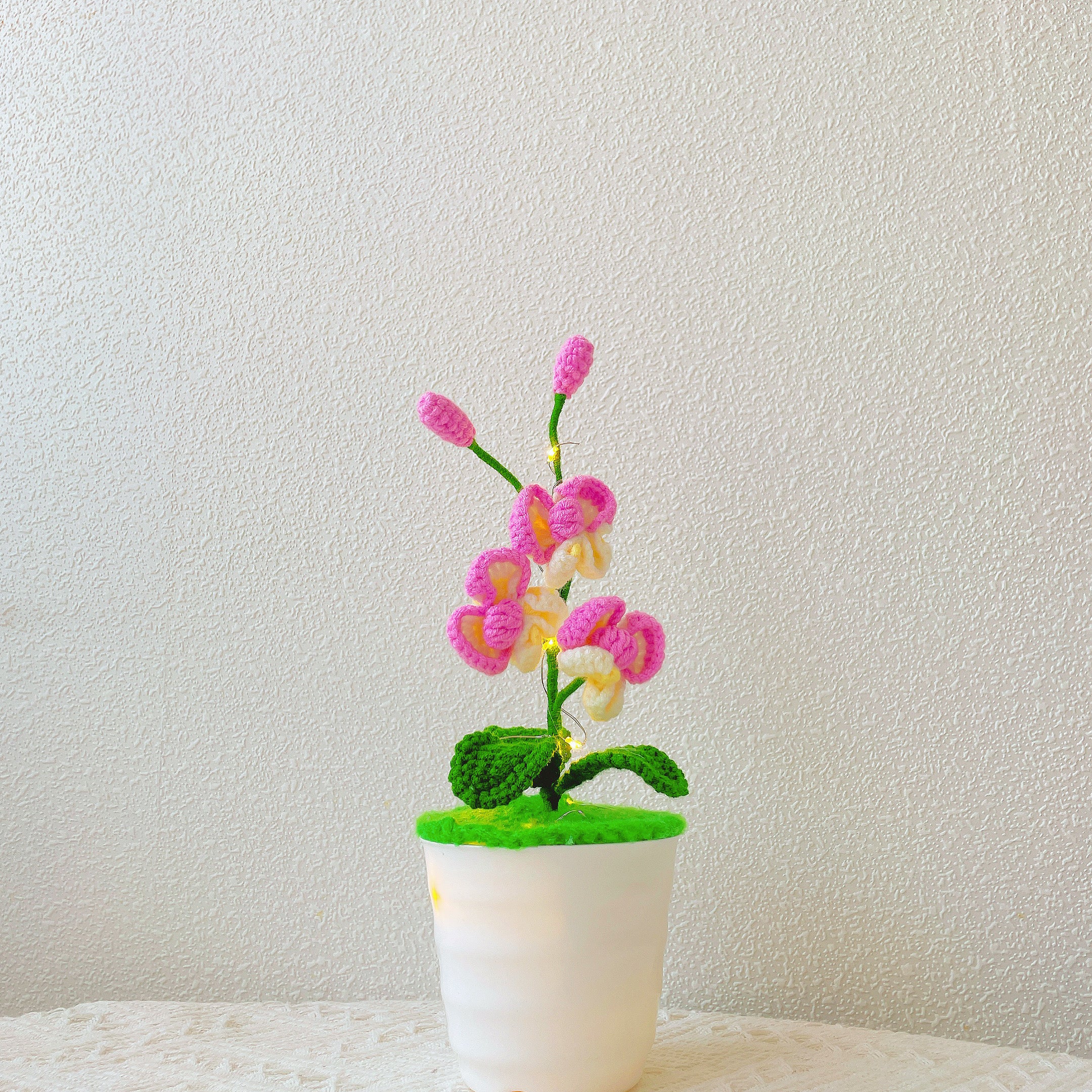 Handmade Crochet Butterfly Orchid Plant - Realistic Faux Flower - Unique Home Decor - Plant Lovers - Handcrafted - Phalaenopsi - Single Stem