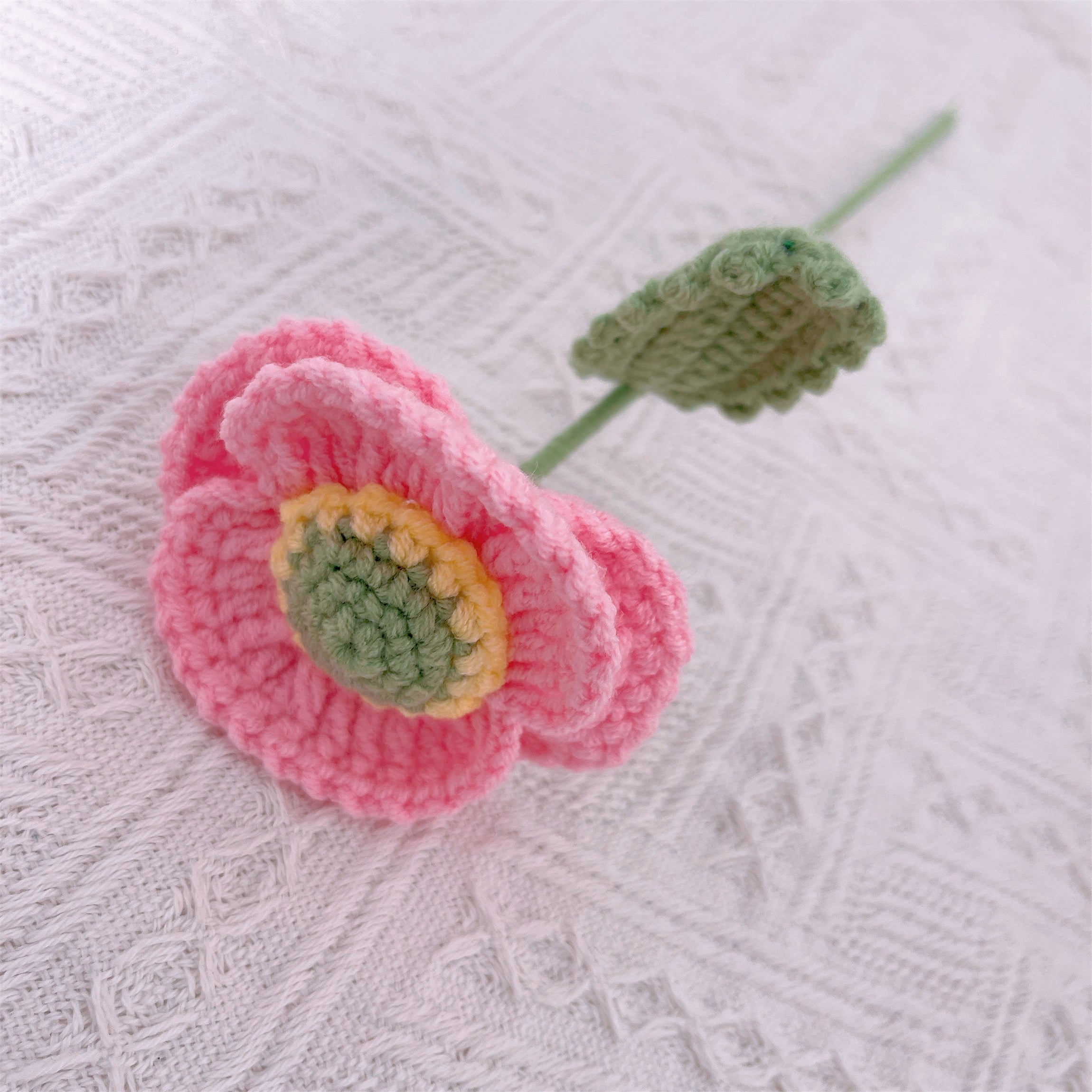 Handmade Crochet Pink Flower Sweet Rabbit Bouquet - Allergy-Friendly Gift for Birthdays, Anniversaries, Baby Showers, and Melody Weddings in Pink and Purple