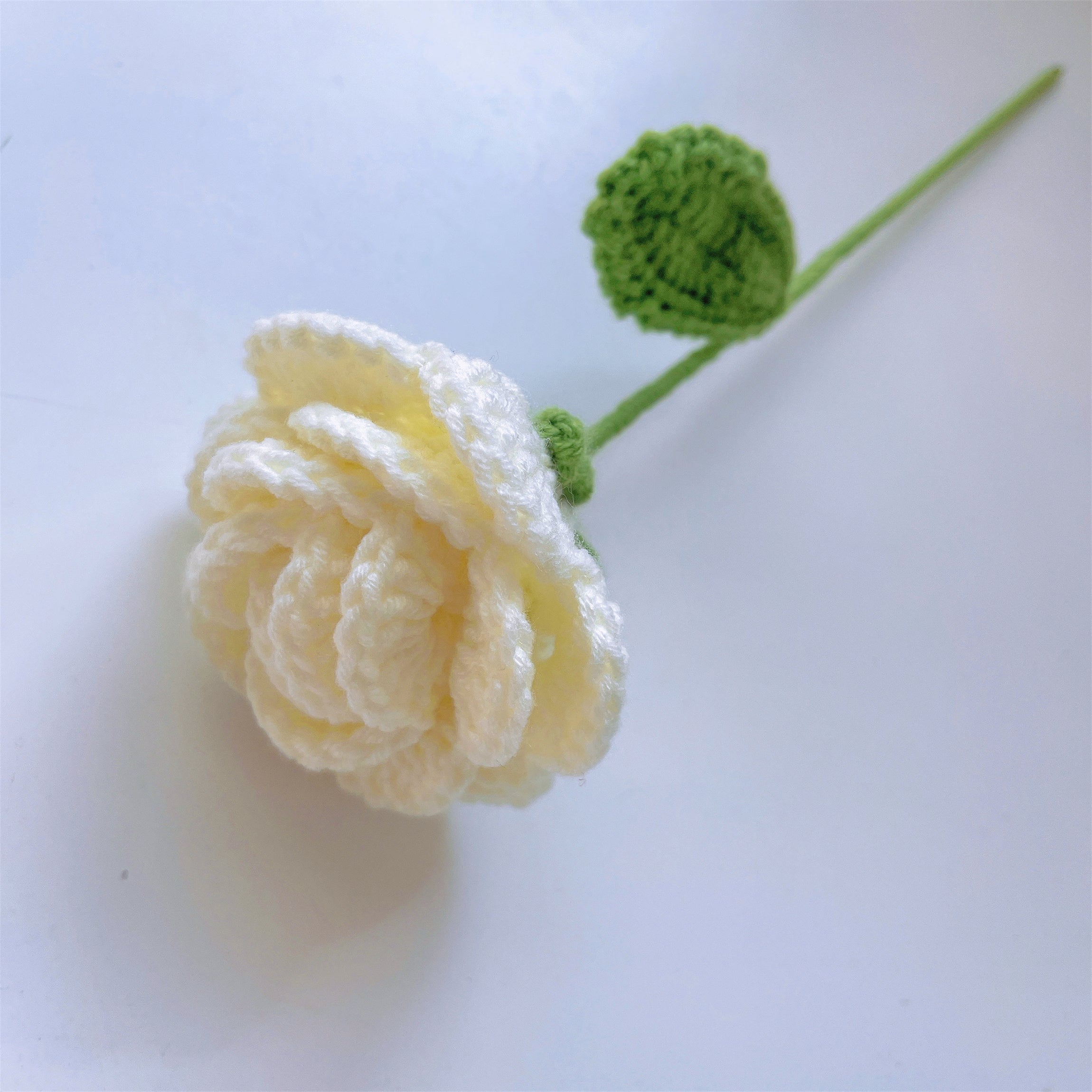 Handmade Crocheted Rose Bouquet with Lilies, Eucalyptus, Tulips, Forget-Me-Nots